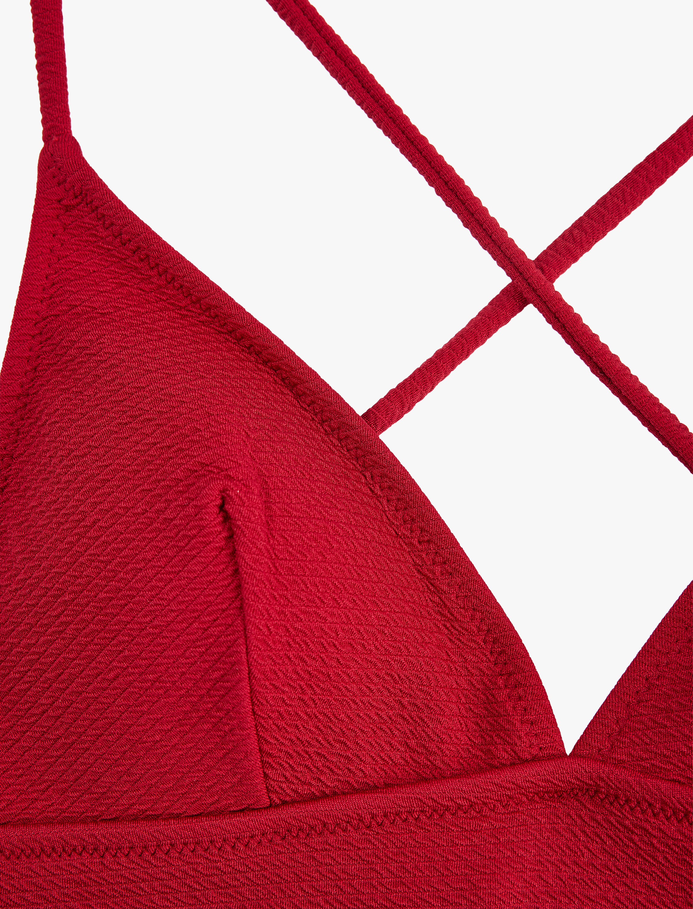   Çapraz Askılı Dokulu Bralet Bikini Üstü