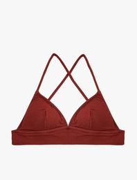 Çapraz Askılı Dokulu Bralet Bikini Üstü