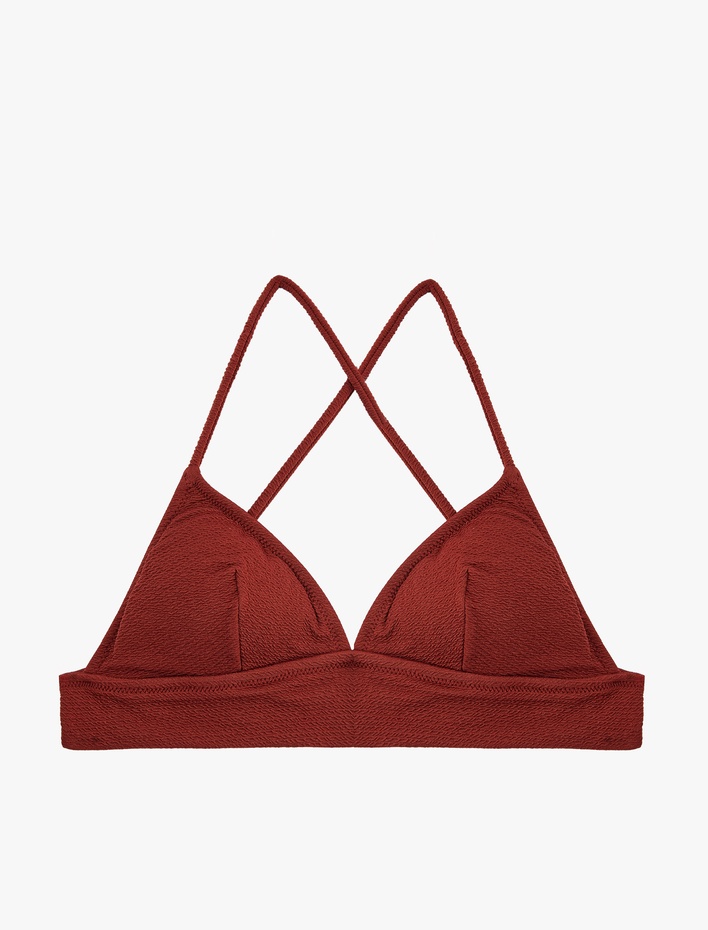  Çapraz Askılı Dokulu Bralet Bikini Üstü
