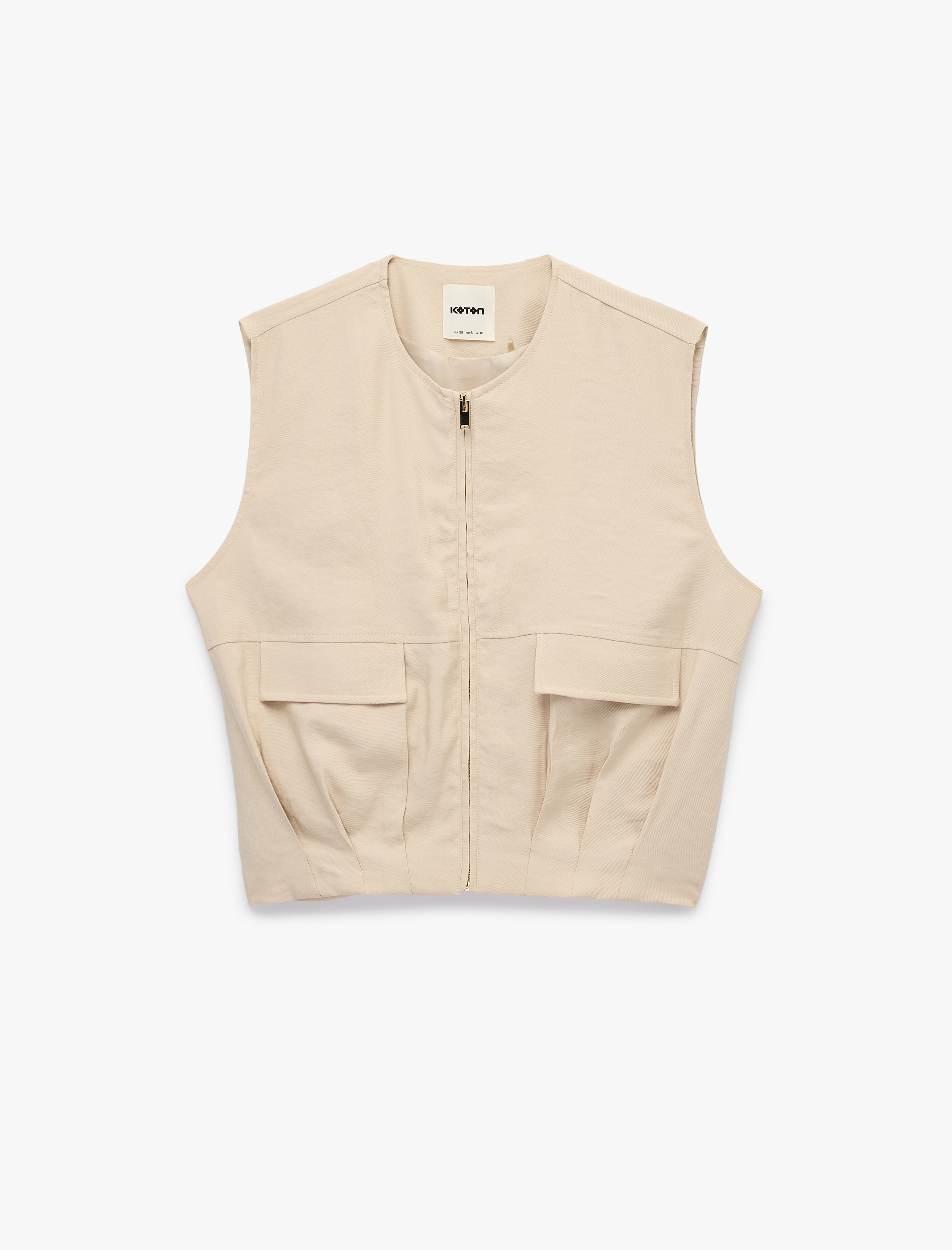   Bol Kalıp Kargo Cepli Bisiklet Yaka Fermuarlı Yelek