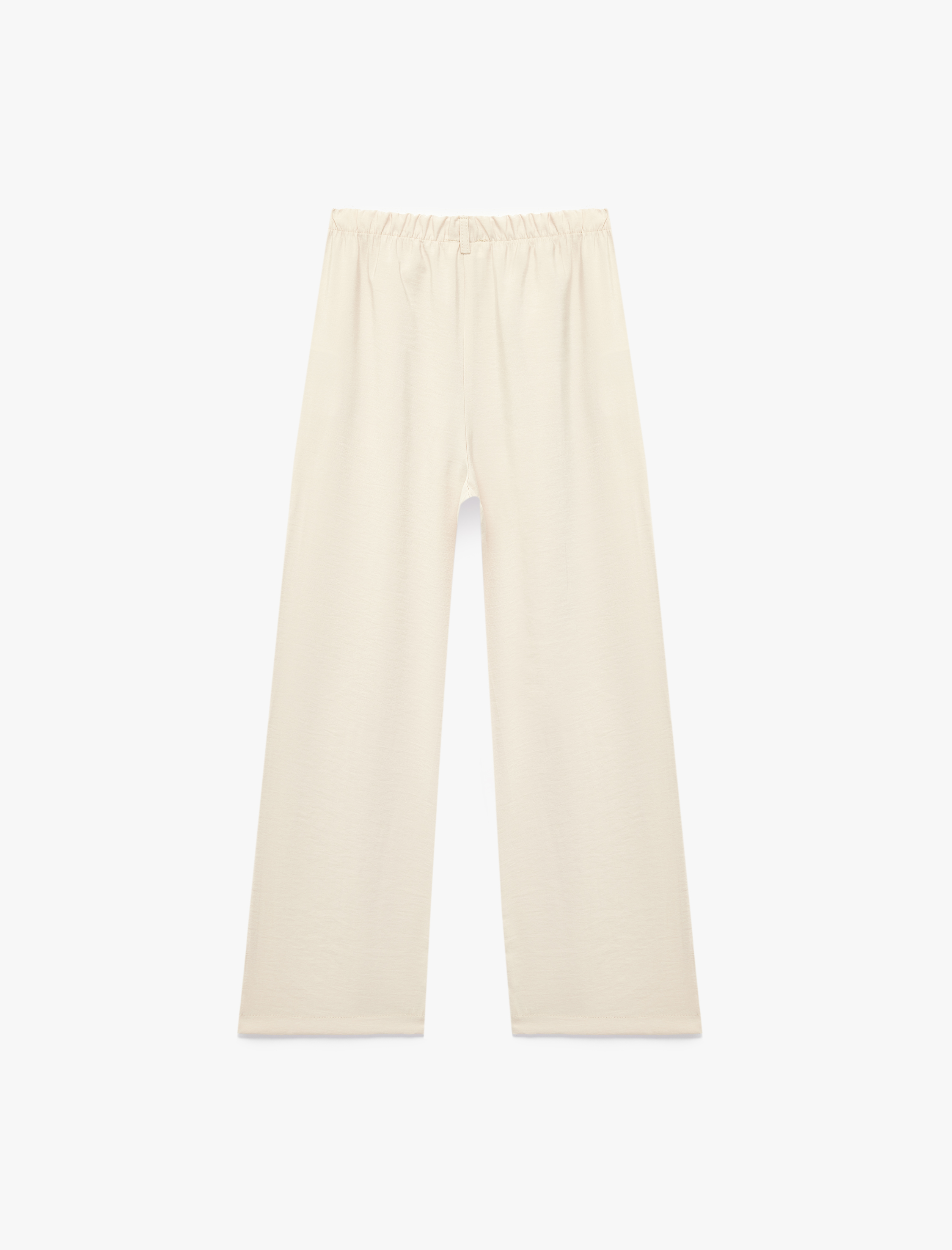  Kız Çocuk Viskon Karışımlı Beli Bağcıklı Cepli Geniş Paça Pantolon