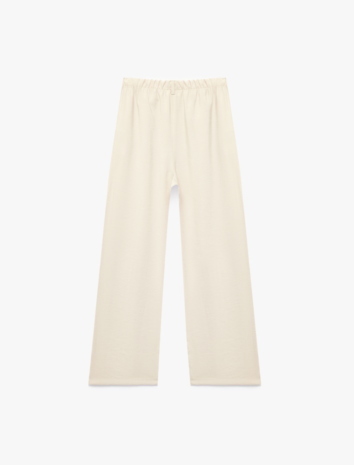 Kız Çocuk Viskon Karışımlı Beli Bağcıklı Cepli Geniş Paça Pantolon