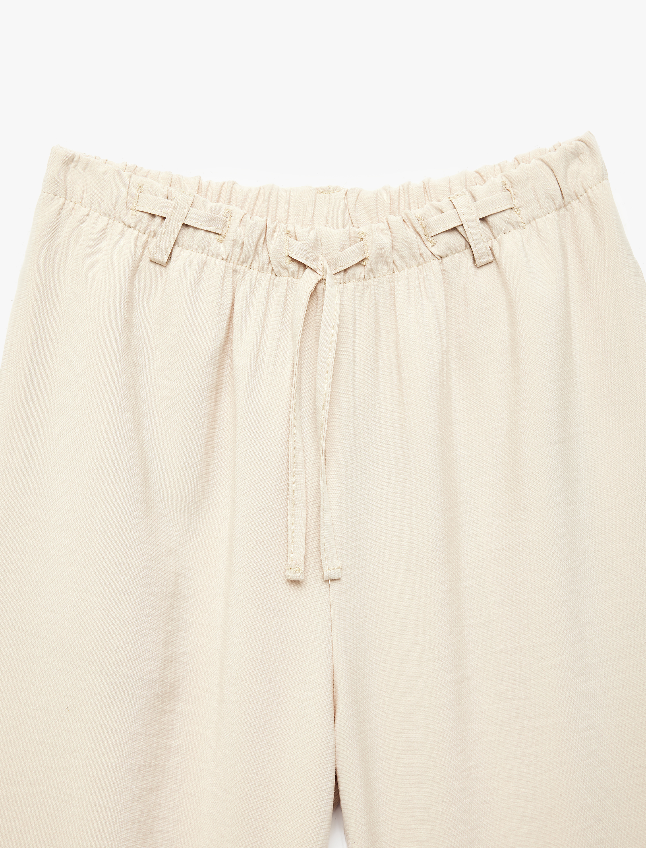  Kız Çocuk Viskon Karışımlı Beli Bağcıklı Cepli Geniş Paça Pantolon