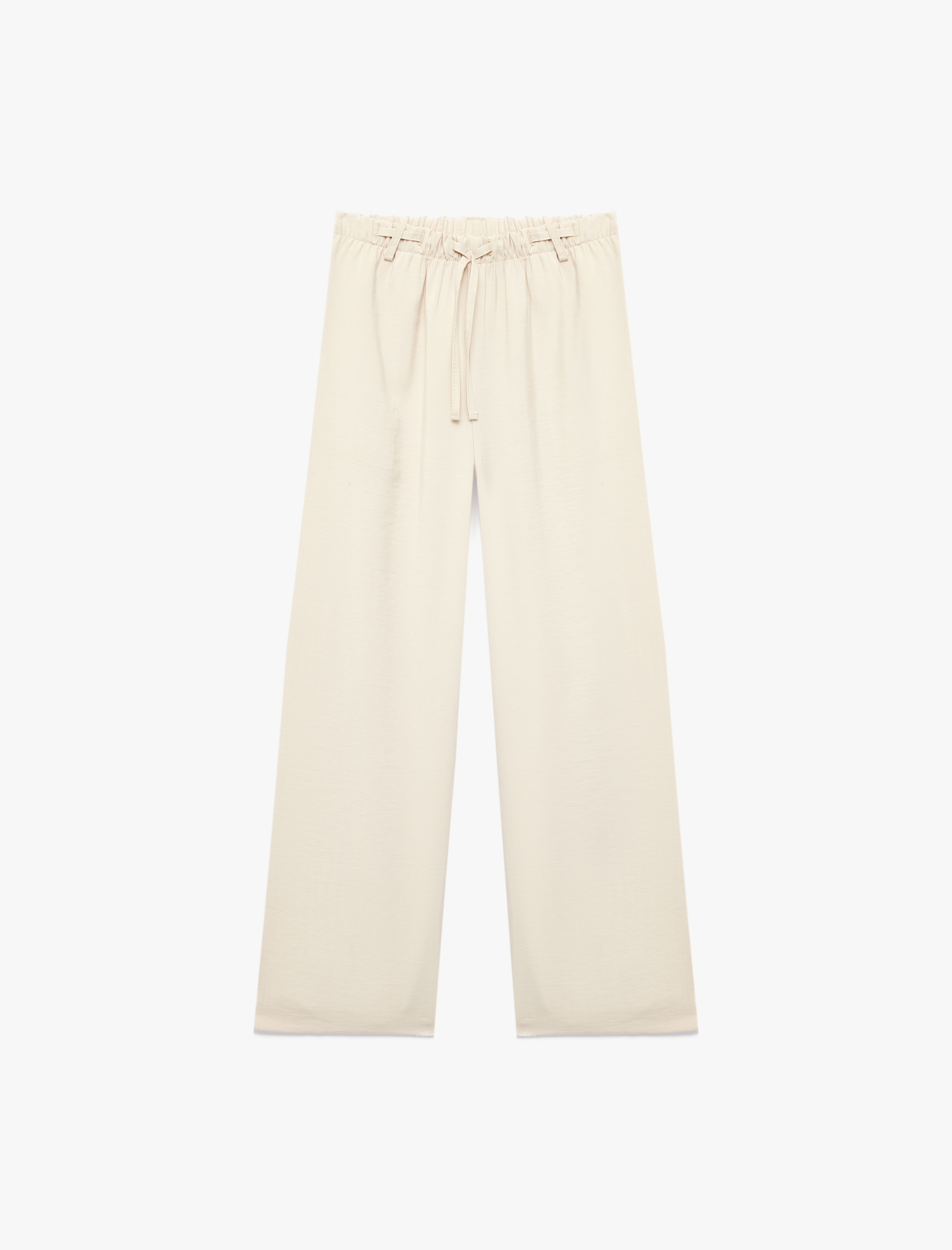  Kız Çocuk Viskon Karışımlı Beli Bağcıklı Cepli Geniş Paça Pantolon