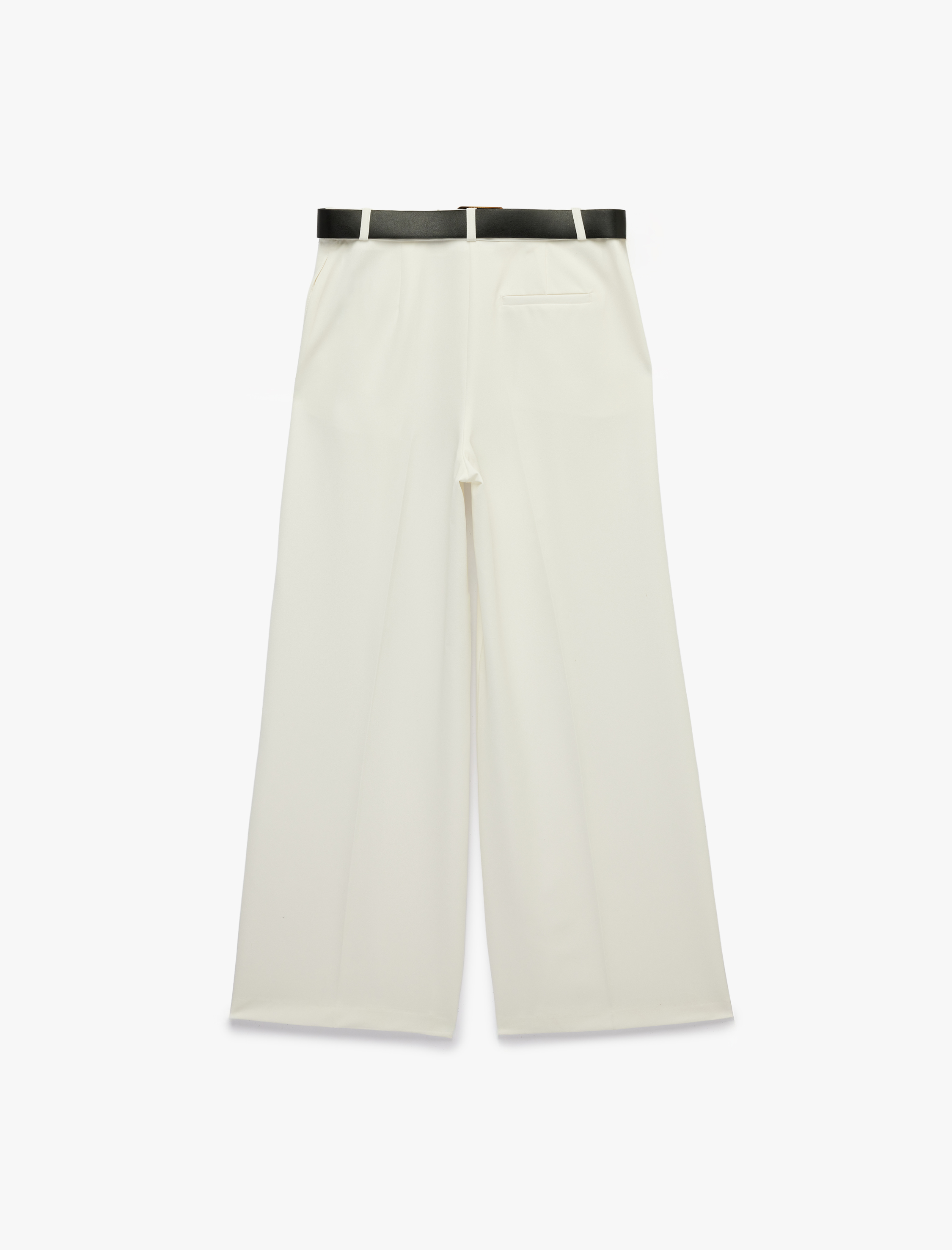   Cepli Viskon Karışımlı Kemer Detaylı Geniş Paça Pantolon