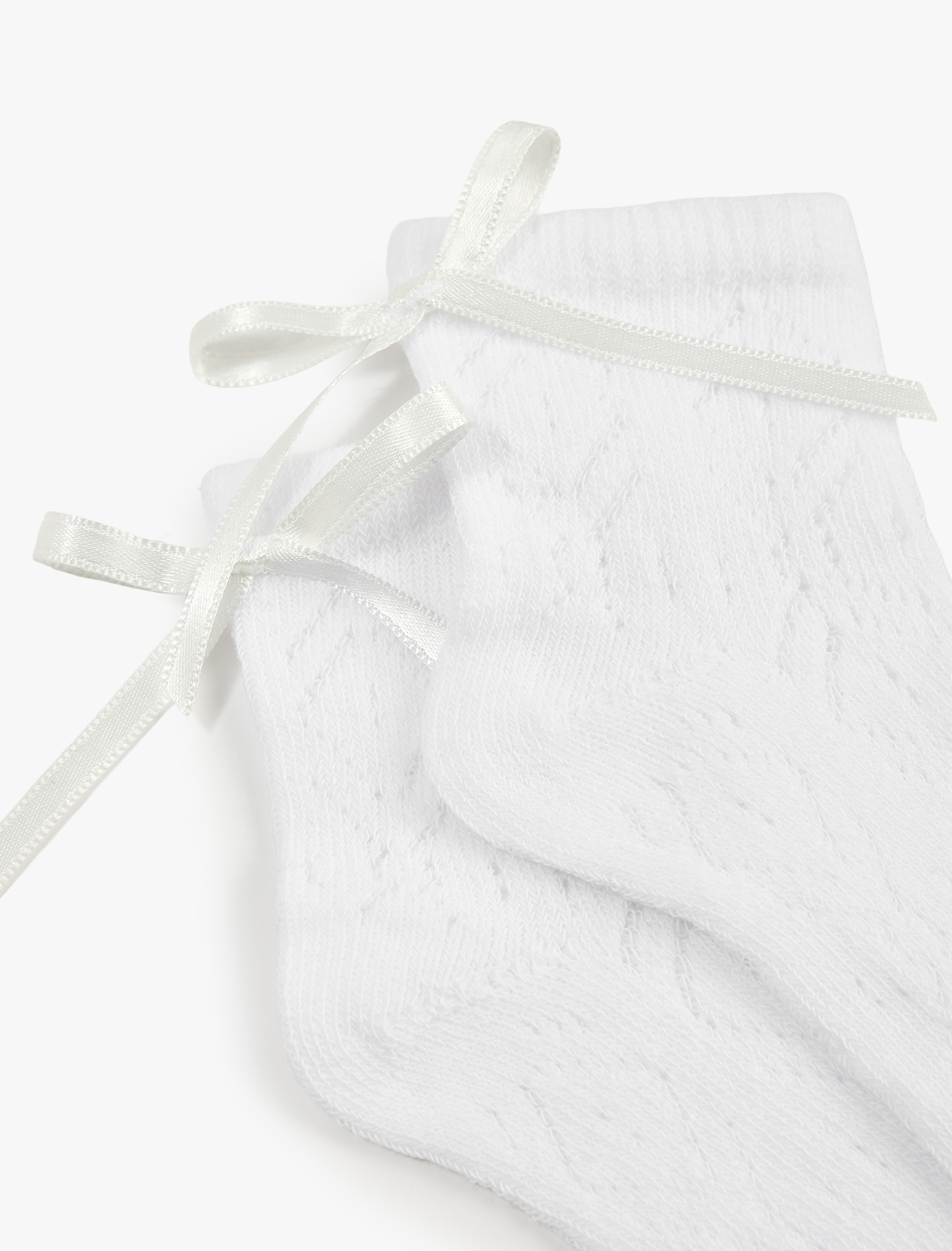  Kız Çocuk Pamuklu Fiyonk Detaylı Çorap