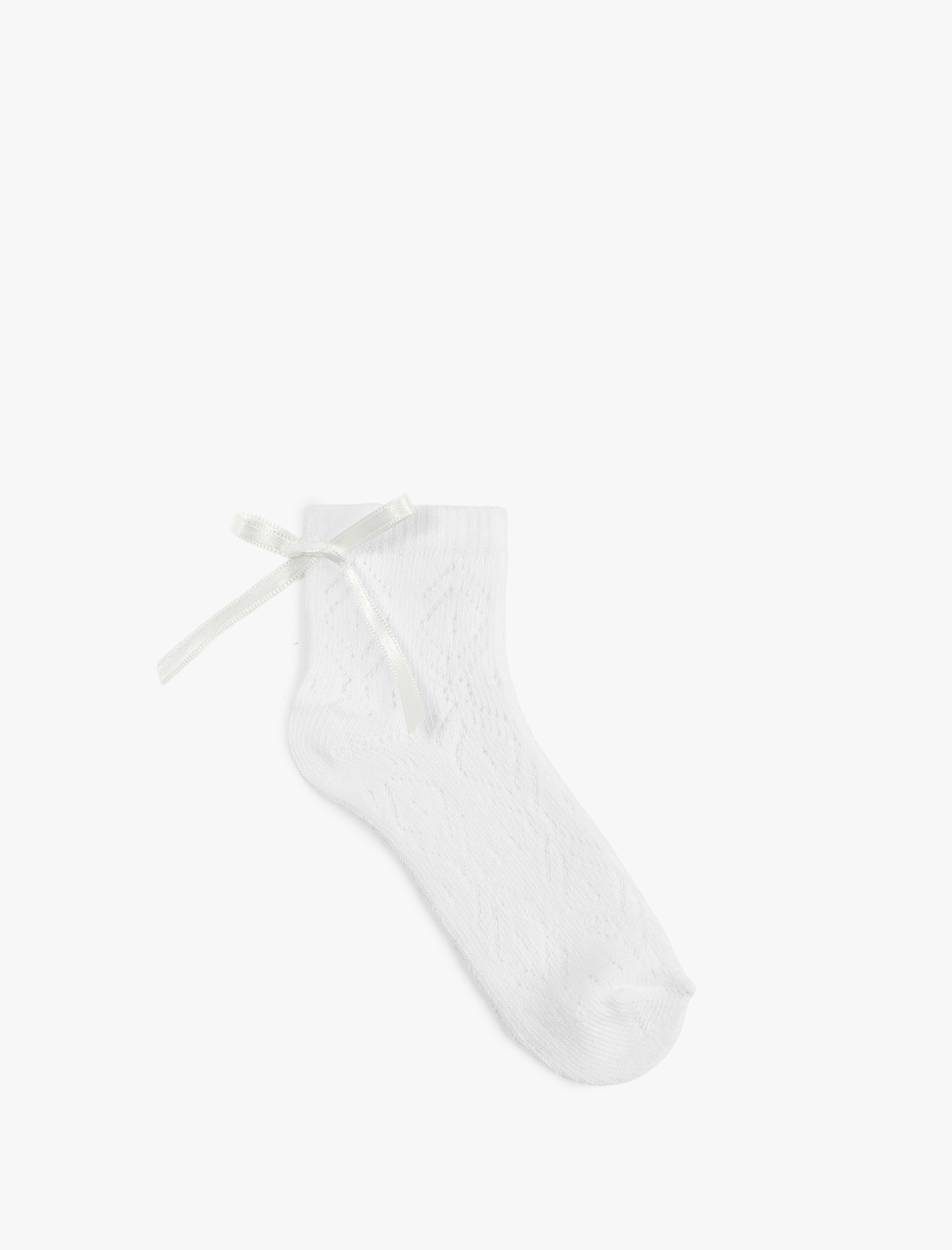  Kız Çocuk Pamuklu Fiyonk Detaylı Çorap