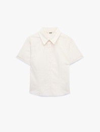 Regular Fit Kısa Kollu Klasik Yaka Düğmeli Pamuklu Poplin Gömlek