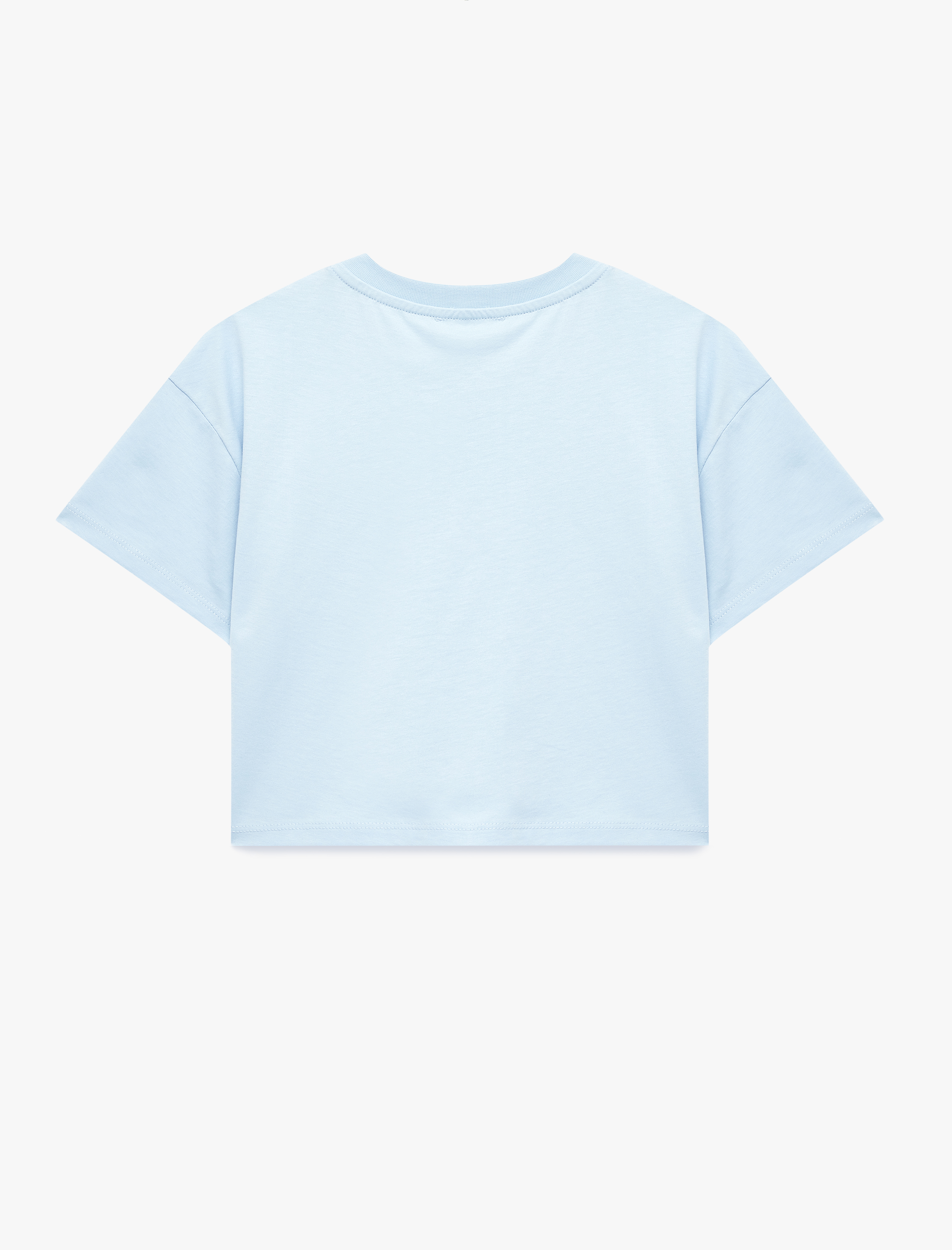  Kız Çocuk Kurdele Detaylı Pamuklu Kısa Kollu Bisiklet Yaka Tişört