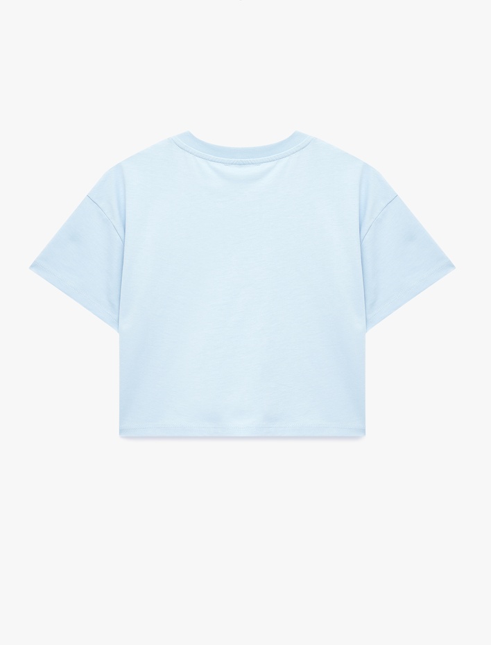 Kız Çocuk Kurdele Detaylı Pamuklu Kısa Kollu Bisiklet Yaka Tişört