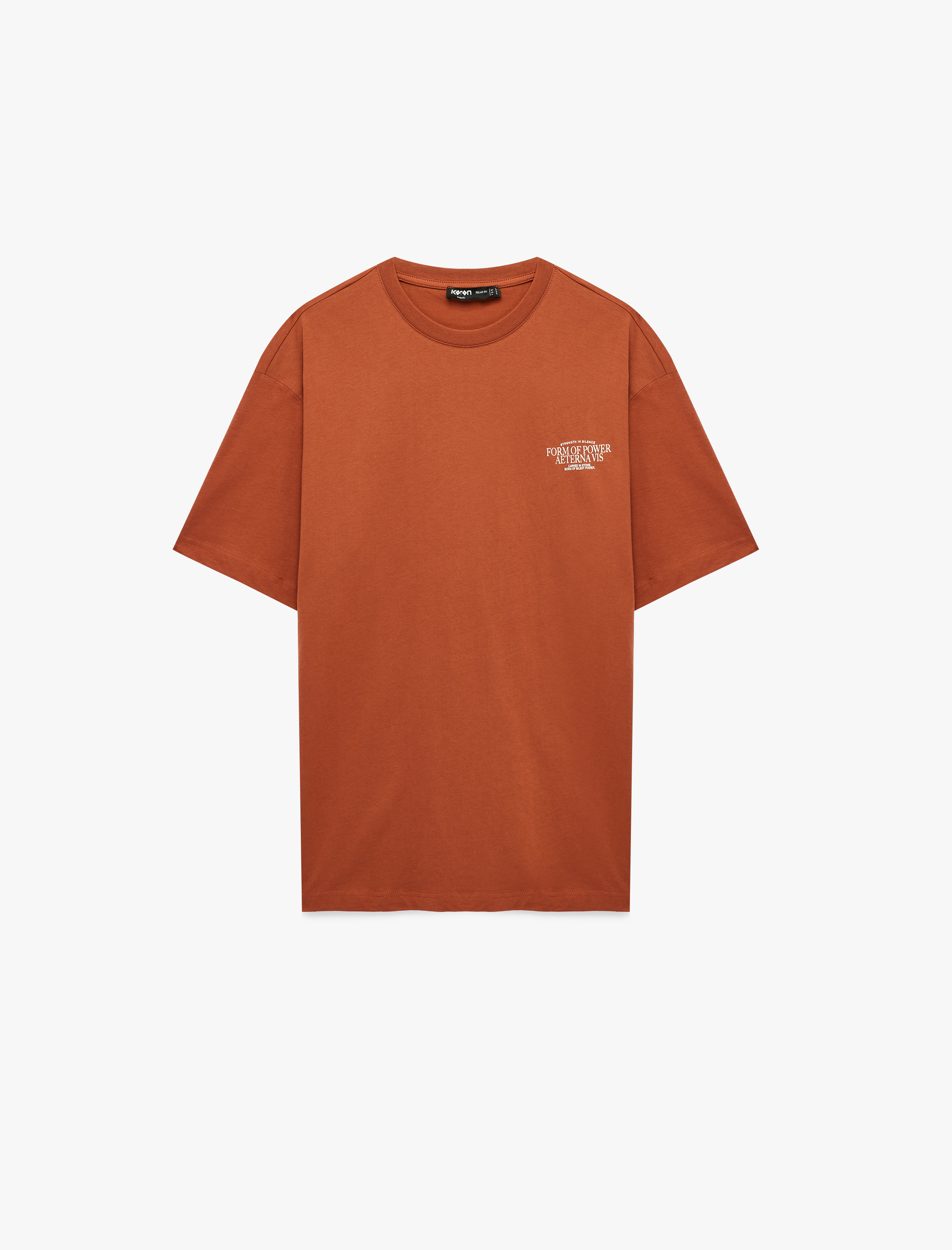   Kısa Kollu Bisiklet Yaka Pamuklu Oversize Arkası Baskılı Tişört