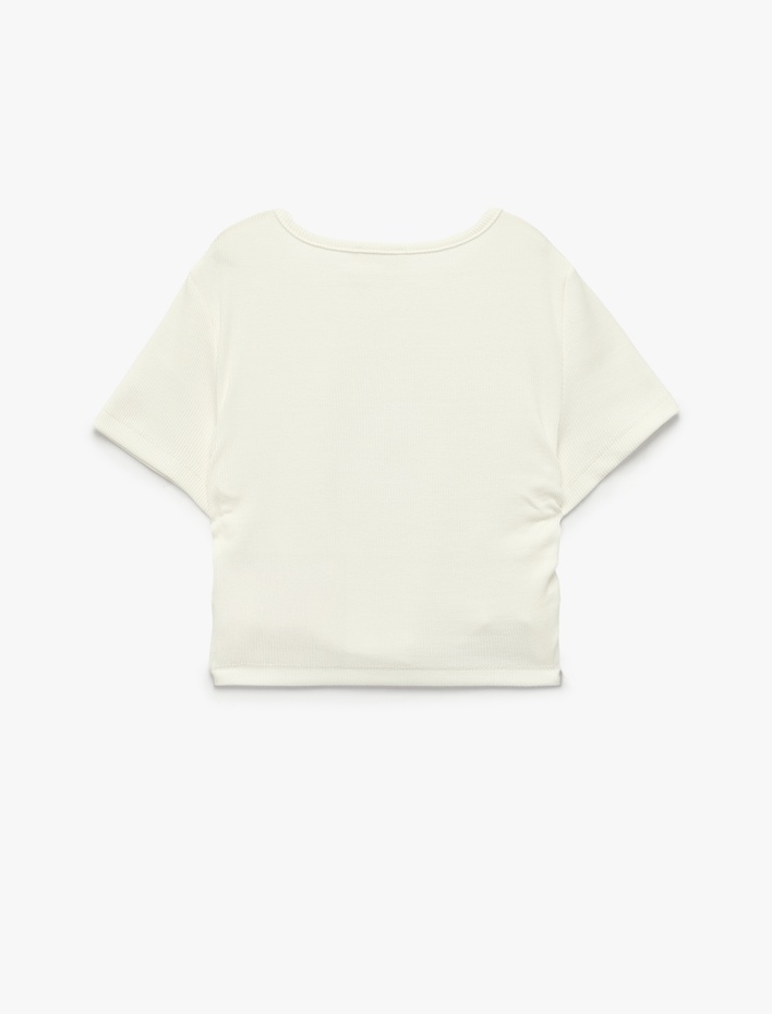 Kız Çocuk Pamuklu Kısa Kollu Bisiklet Yaka Kiraz Baskılı Tişört