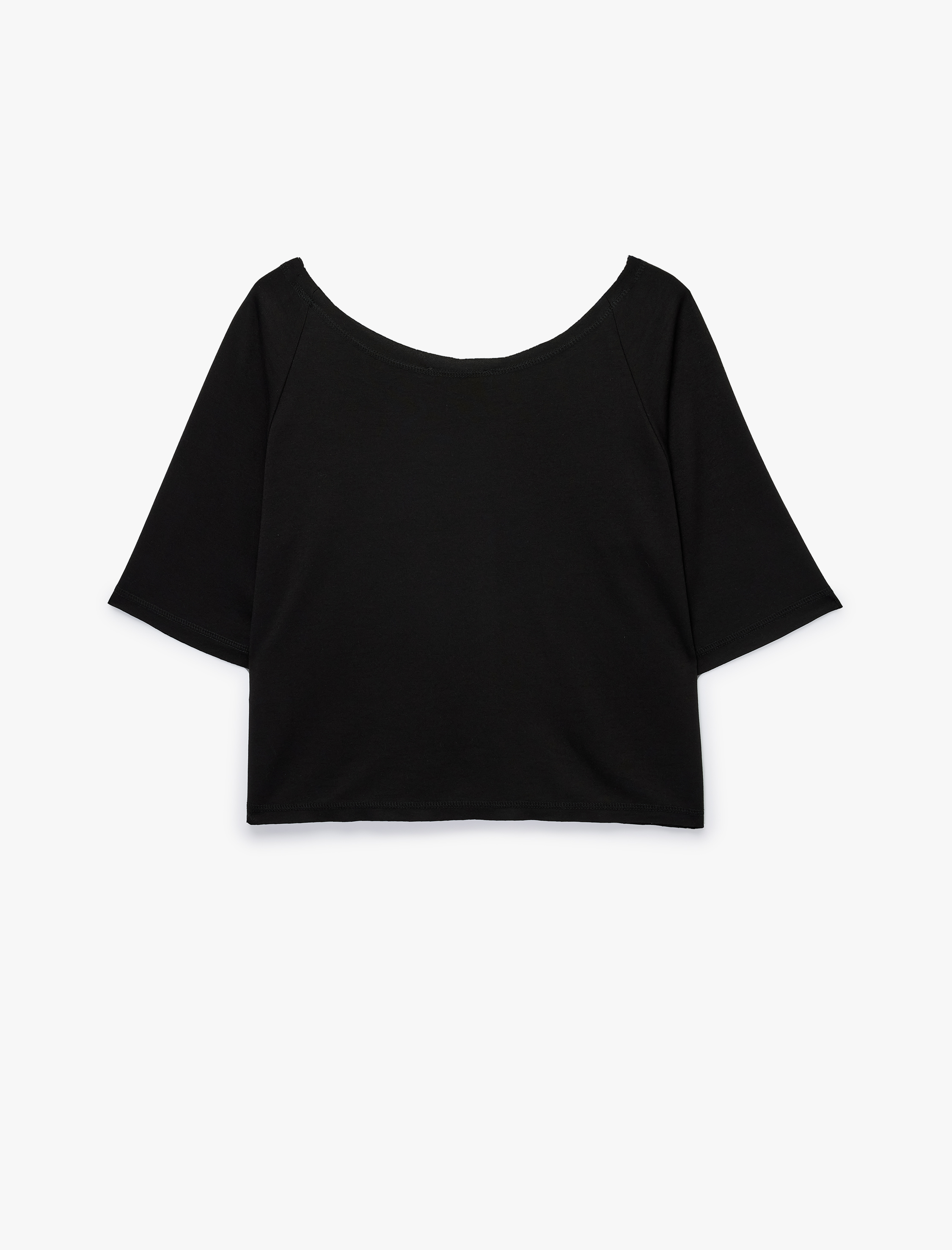   Rahat Kalıp Kısa Kollu Kayık Yaka Modal Karışımlı Spor Tişört