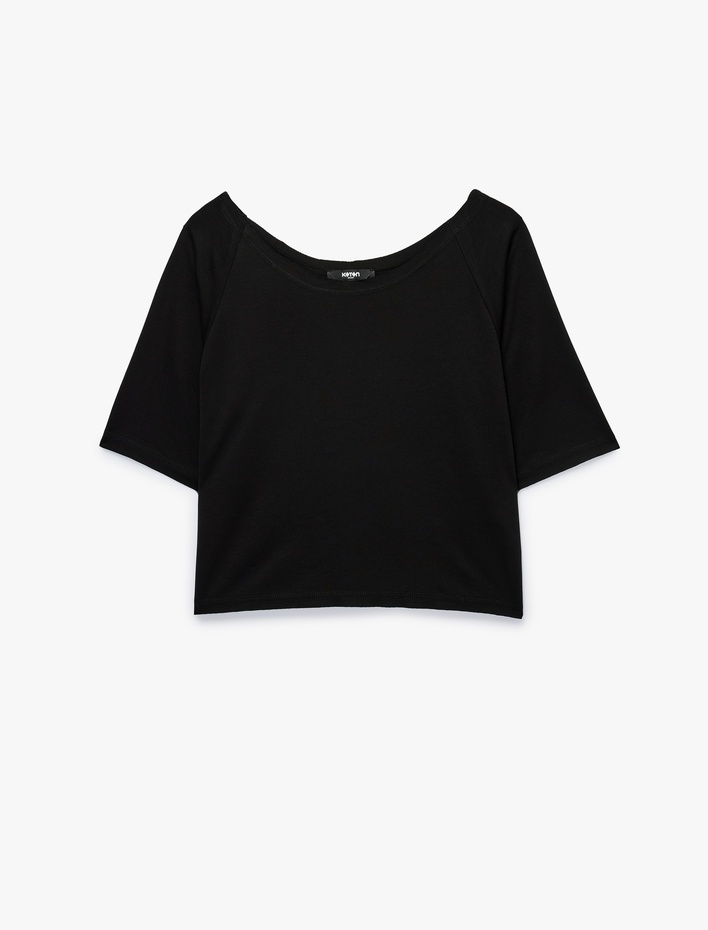  Rahat Kalıp Kısa Kollu Kayık Yaka Modal Karışımlı Spor Tişört