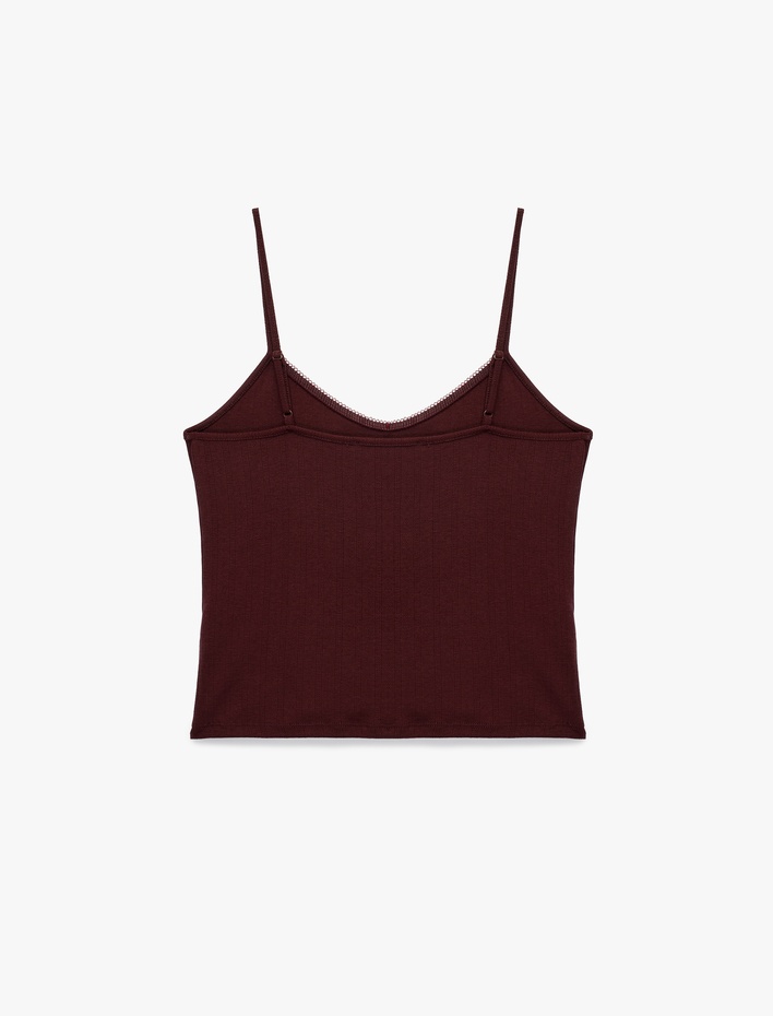  Viskon Karışımlı V Yaka Askılı Rahat Kesim Pijama Üstü