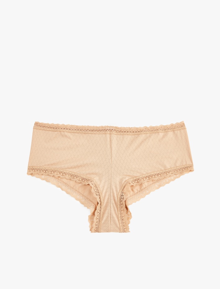  Rahat Kalıp Dantel Detaylı Yüksek Bel Hipster Külot
