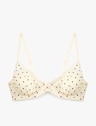 Rahat Kalıp Dolgusuz Fiyonk Detaylı Puantiyeli Balenli Tül Sütyen