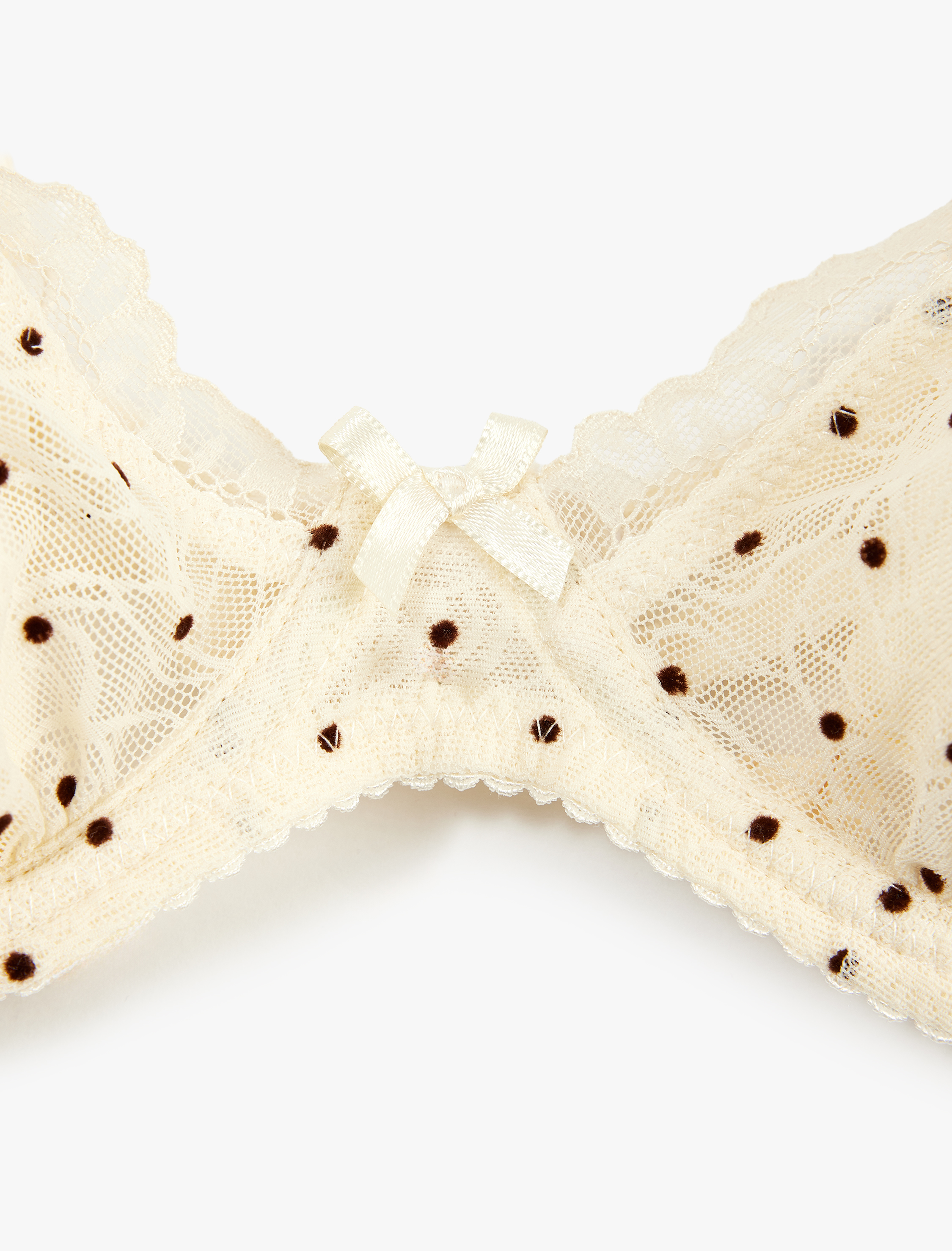   Rahat Kalıp Dolgusuz Fiyonk Detaylı Puantiyeli Balenli Tül Sütyen