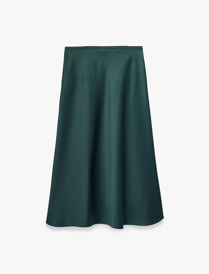  Beli Lastikli Balık Kesim Midi Saten Etek