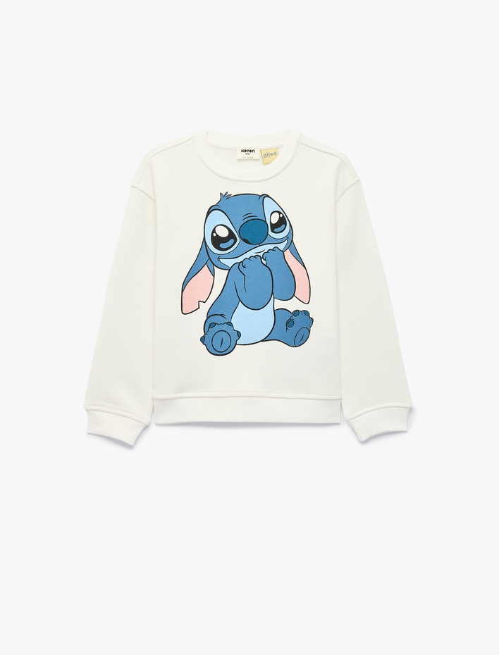 Kız Çocuk Lisanslı Uzun Kollu Bisiklet Yaka Stitch Baskılı Şardonlu Sweatshirt