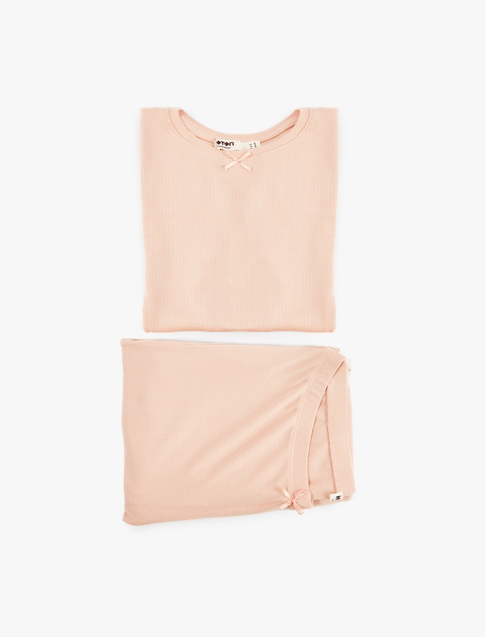  Bisiklet Yaka Kısa Kollu Pijama Takımı