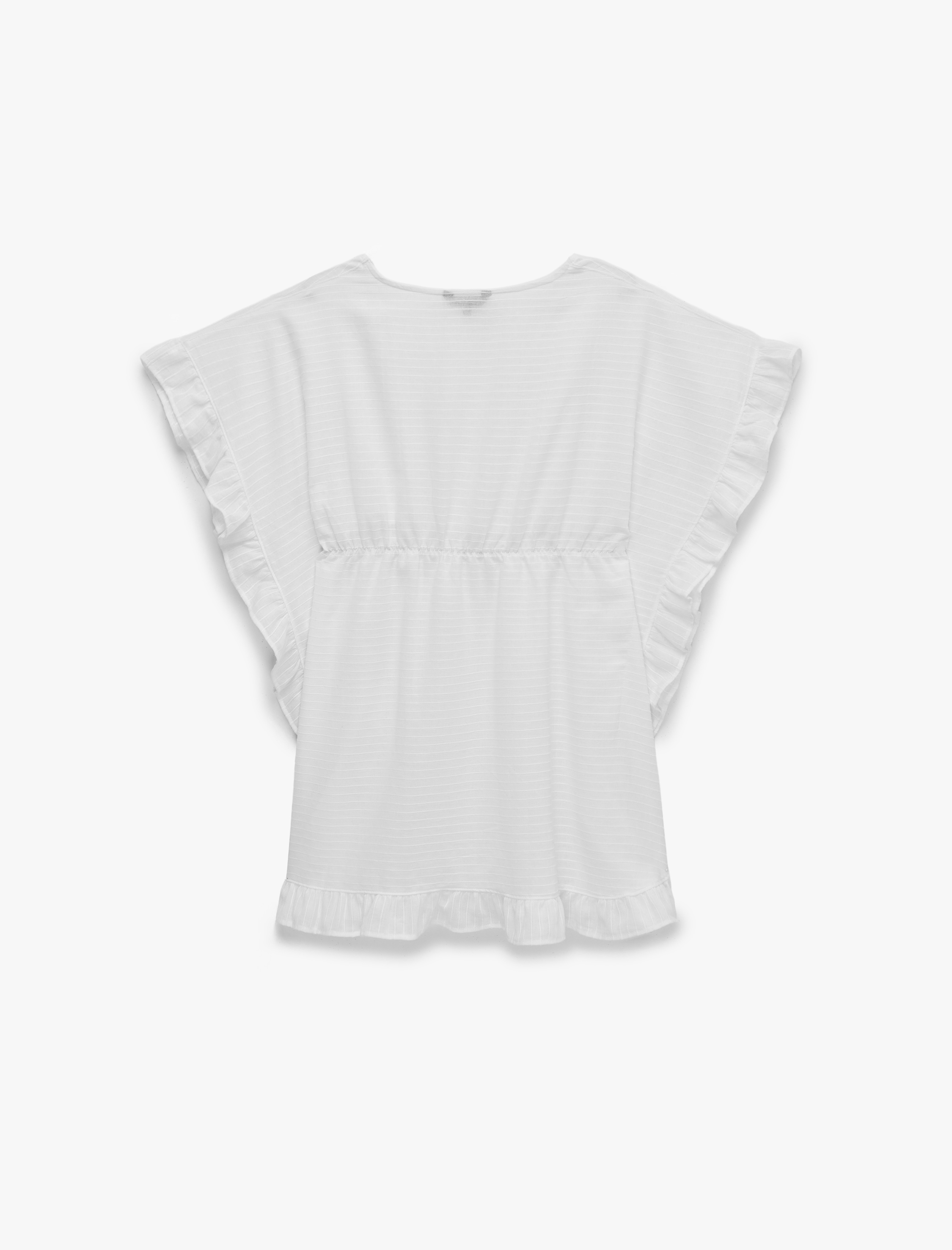   Pamuklu Oversize Fırfırlı Mini Plaj Elbisesi