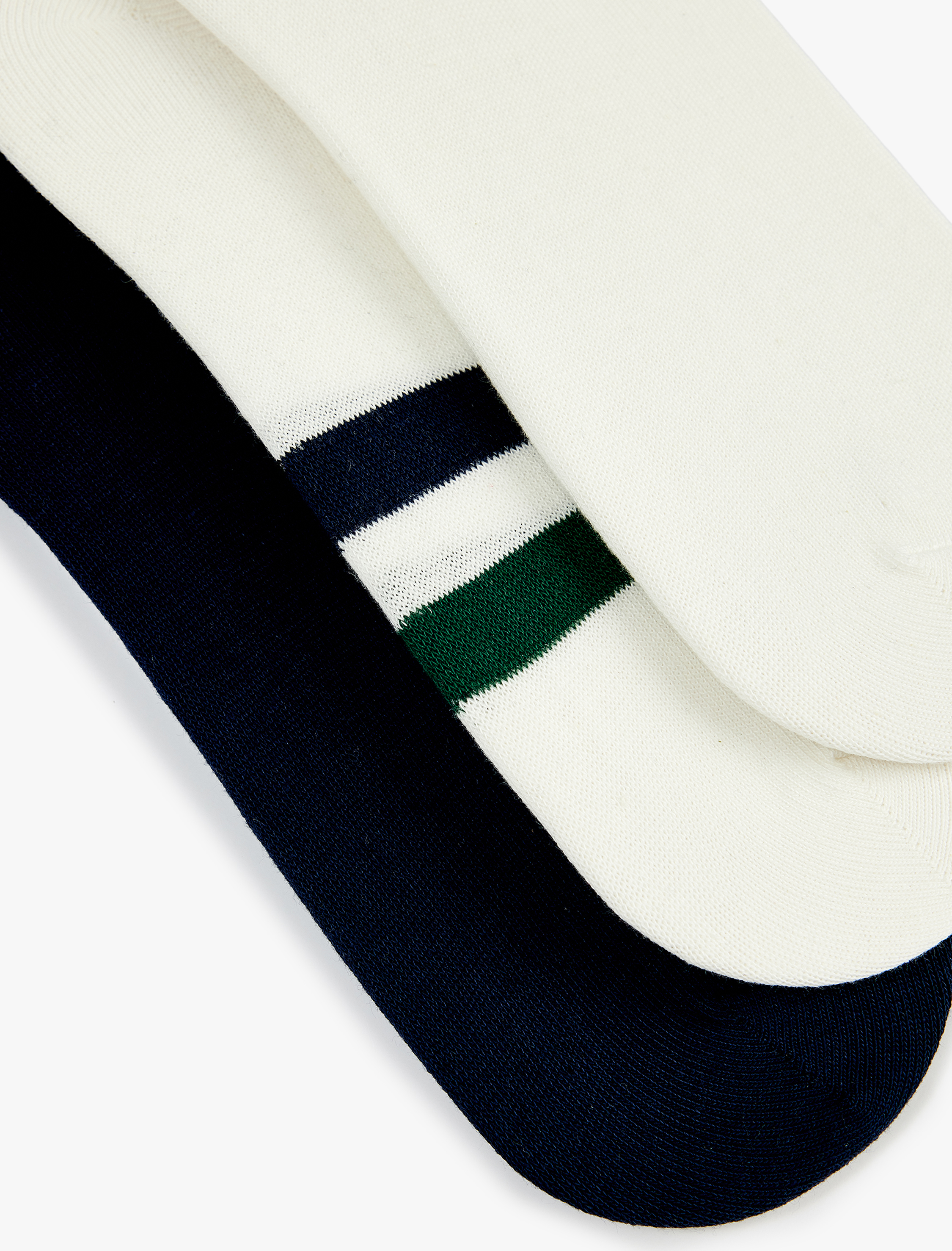  Erkek 3'lü Çizgili Pamuklu Görünmez Çorap Seti