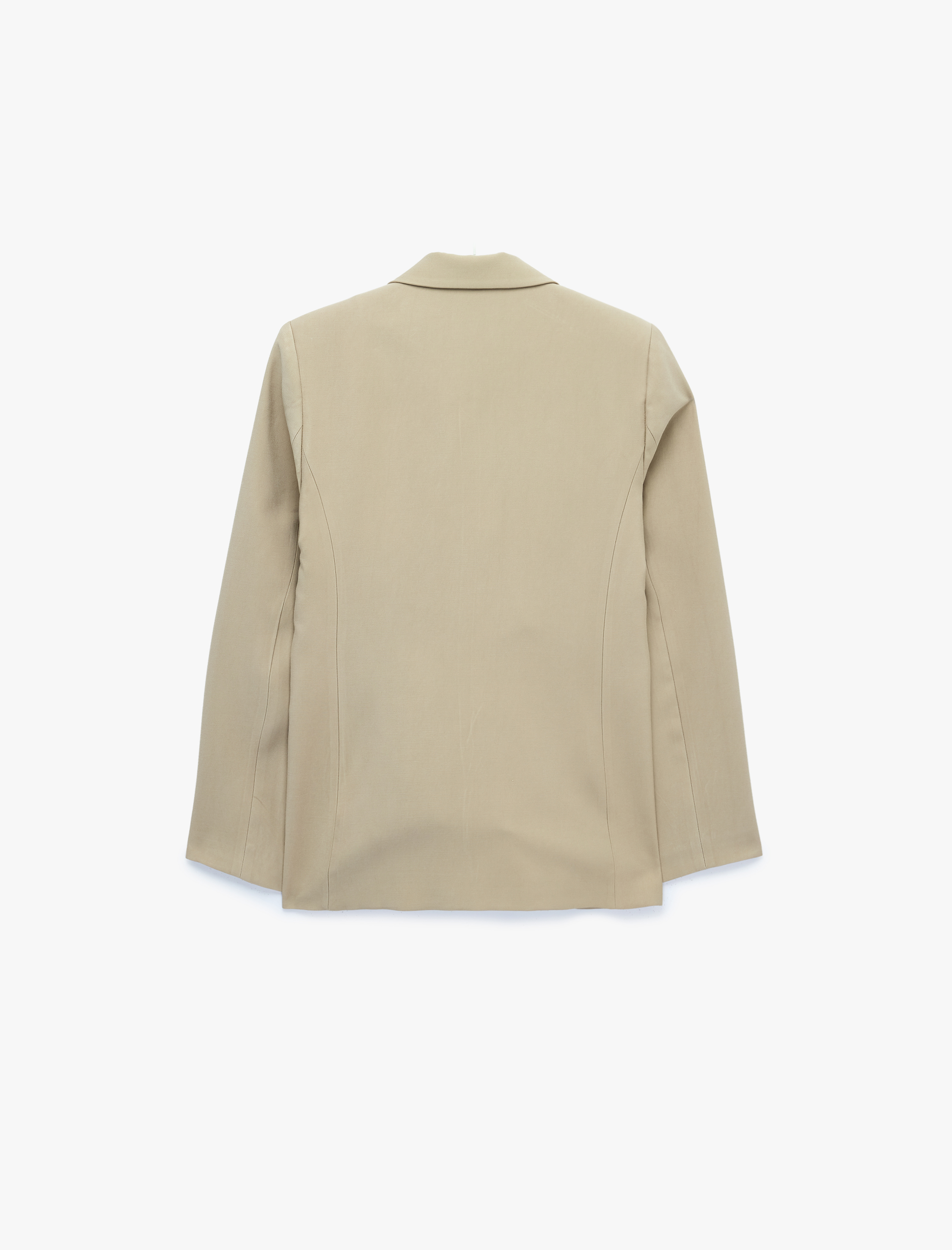   Viskon Düğmeli Cep Detaylı Uzun Kollu Kruvaze Yaka Blazer Ceket