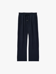 Rahat Kalıp Cepli Viskon Geniş Paça Pantolon