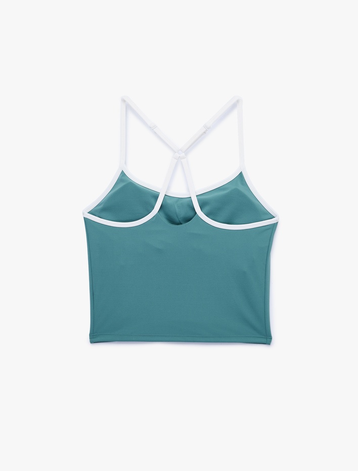  Çapraz İp Askılı Biyeli Kolsuz Slim Fit Sporcu Sütyeni
