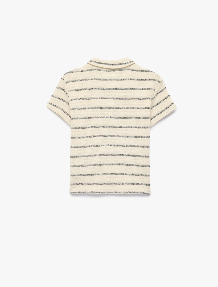 Erkek Bebek Pamuklu Kısa Kollu Çizgili Polo Yaka Tişört