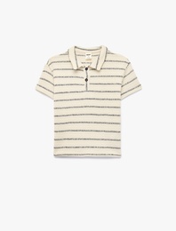 Pamuklu Kısa Kollu Çizgili Polo Yaka Tişört