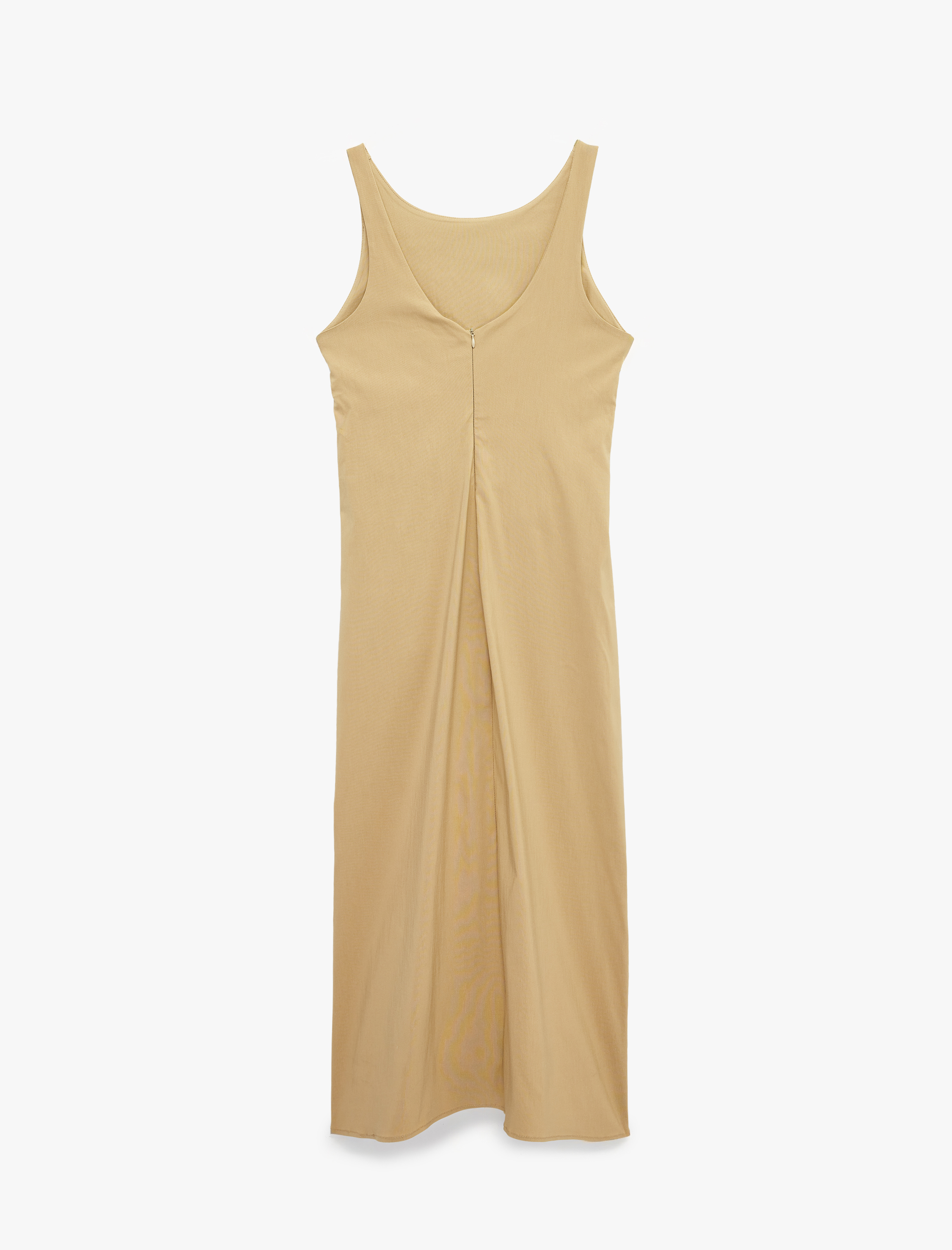   Drape Detaylı Yırtmaçlı Yuvarlak Yaka Kolsuz Midi Boy Bodycon Elbise