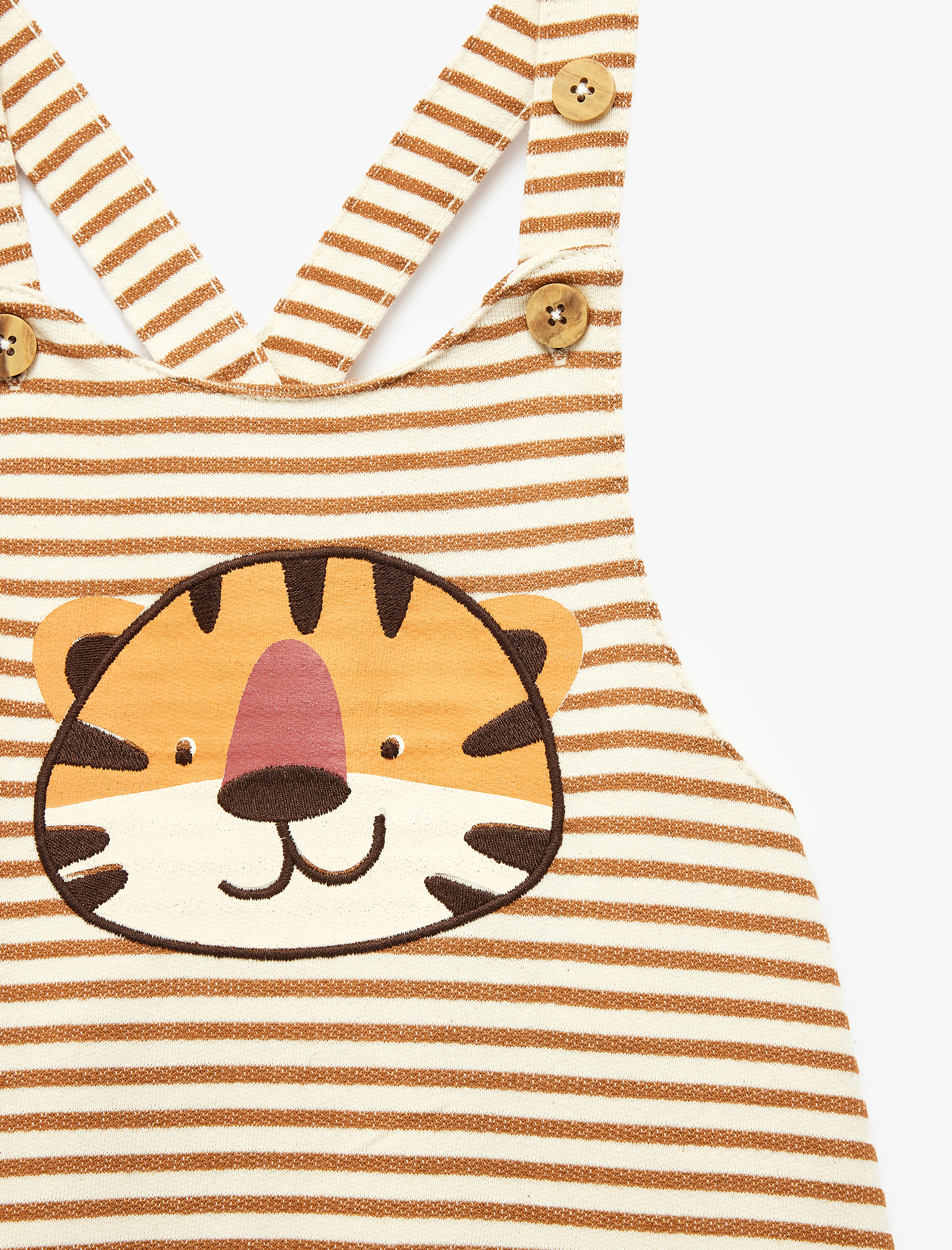  Erkek Bebek Pamuklu Kaplan Baskılı Çizgili Askılı Tulum