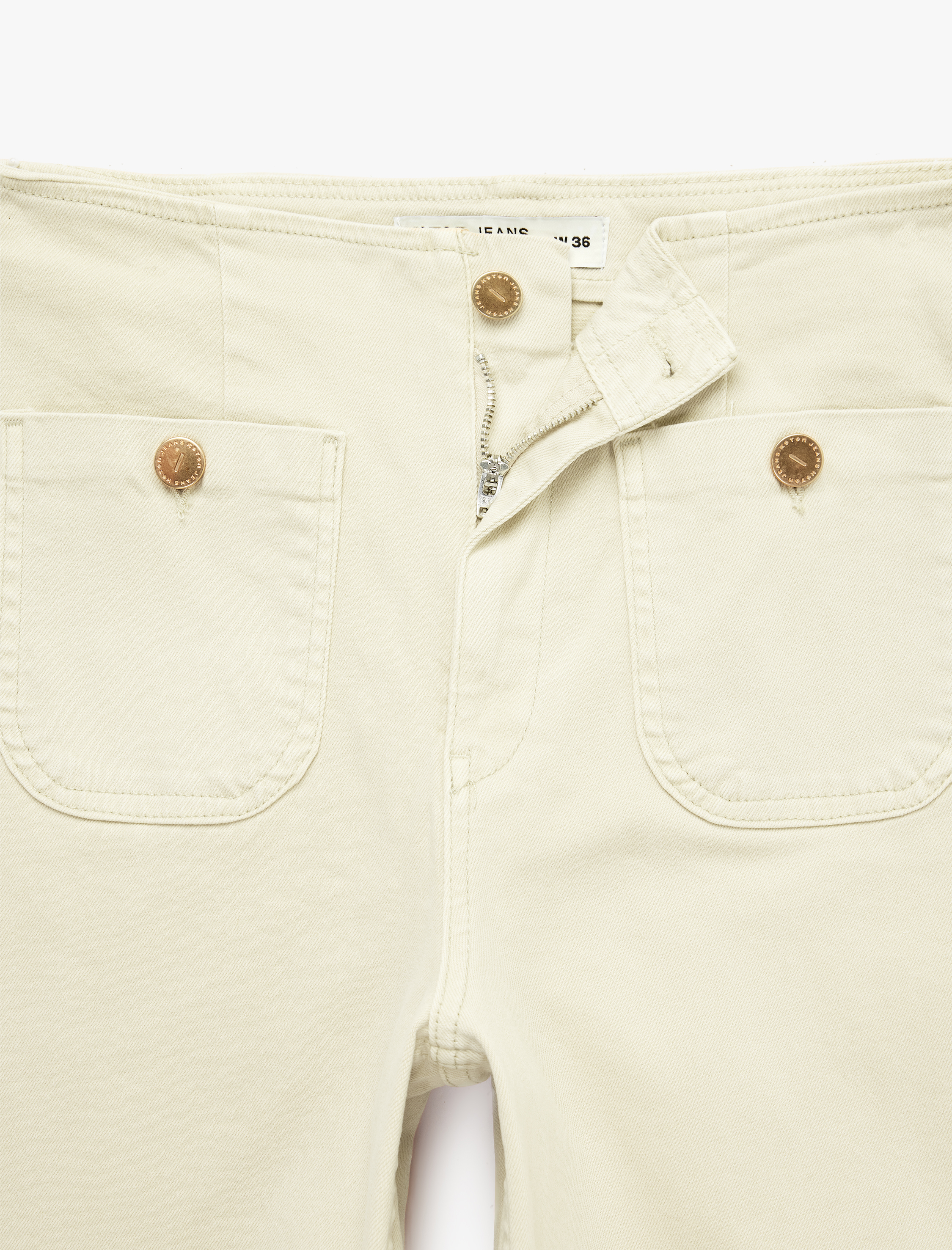   Yüksek Bel Pamuklu Cep Detaylı Geniş Kısa Paça Pantolon - Culotte Jeans