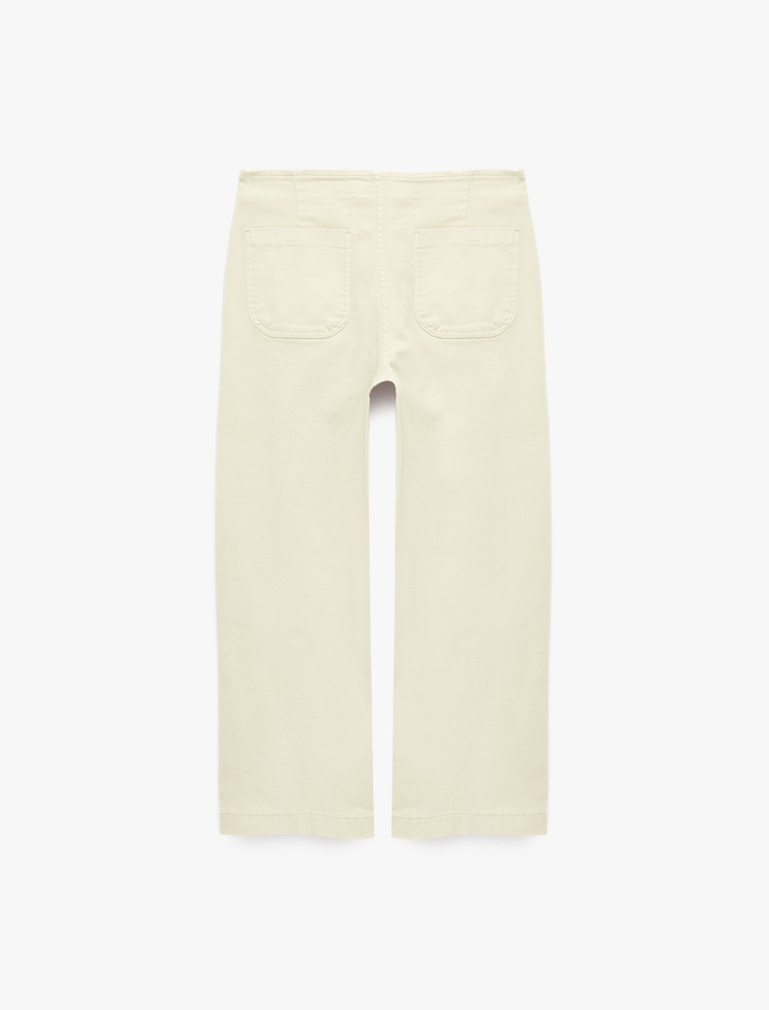  Yüksek Bel Pamuklu Cep Detaylı Geniş Kısa Paça Pantolon - Culotte Jeans