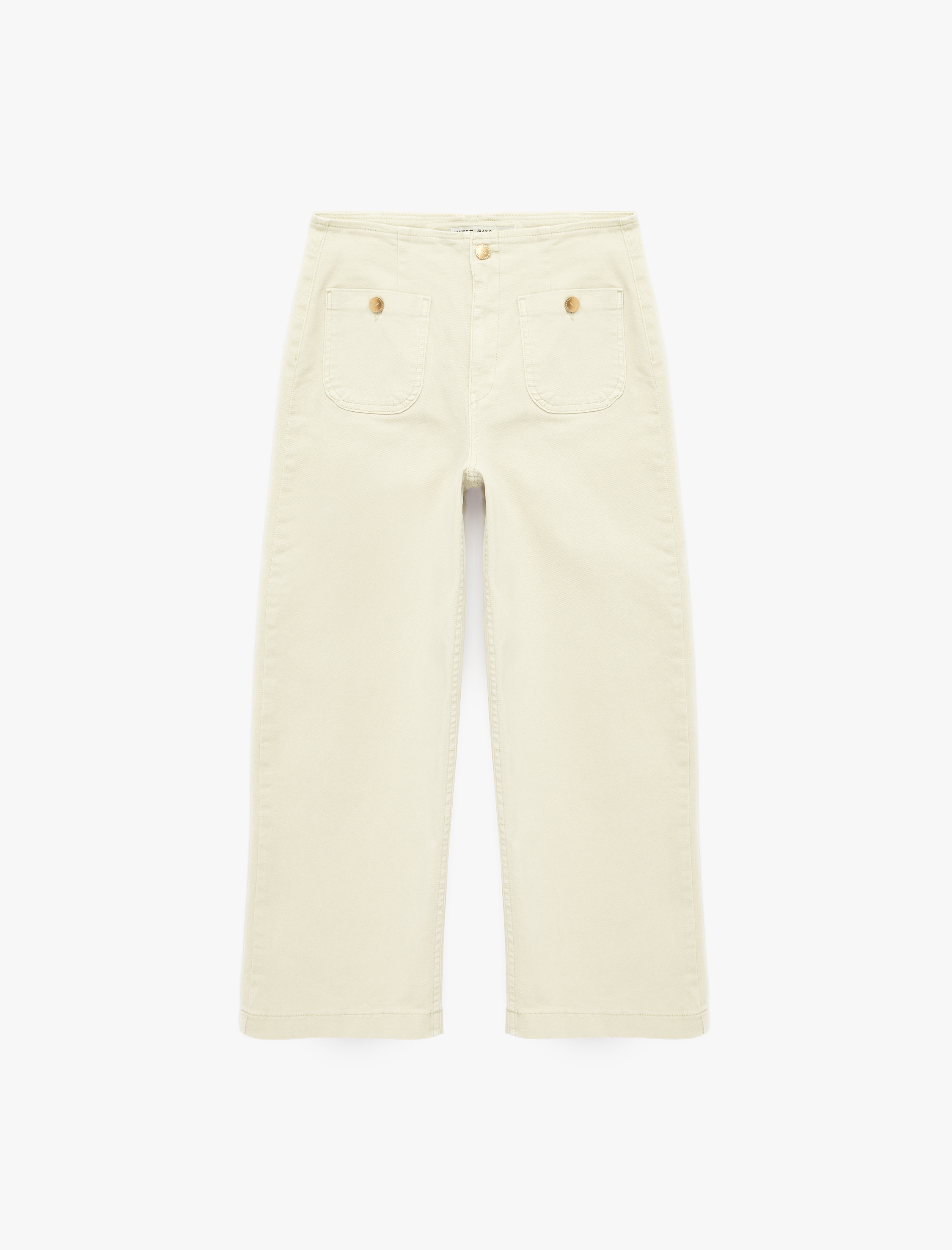   Yüksek Bel Pamuklu Cep Detaylı Geniş Kısa Paça Pantolon - Culotte Jeans