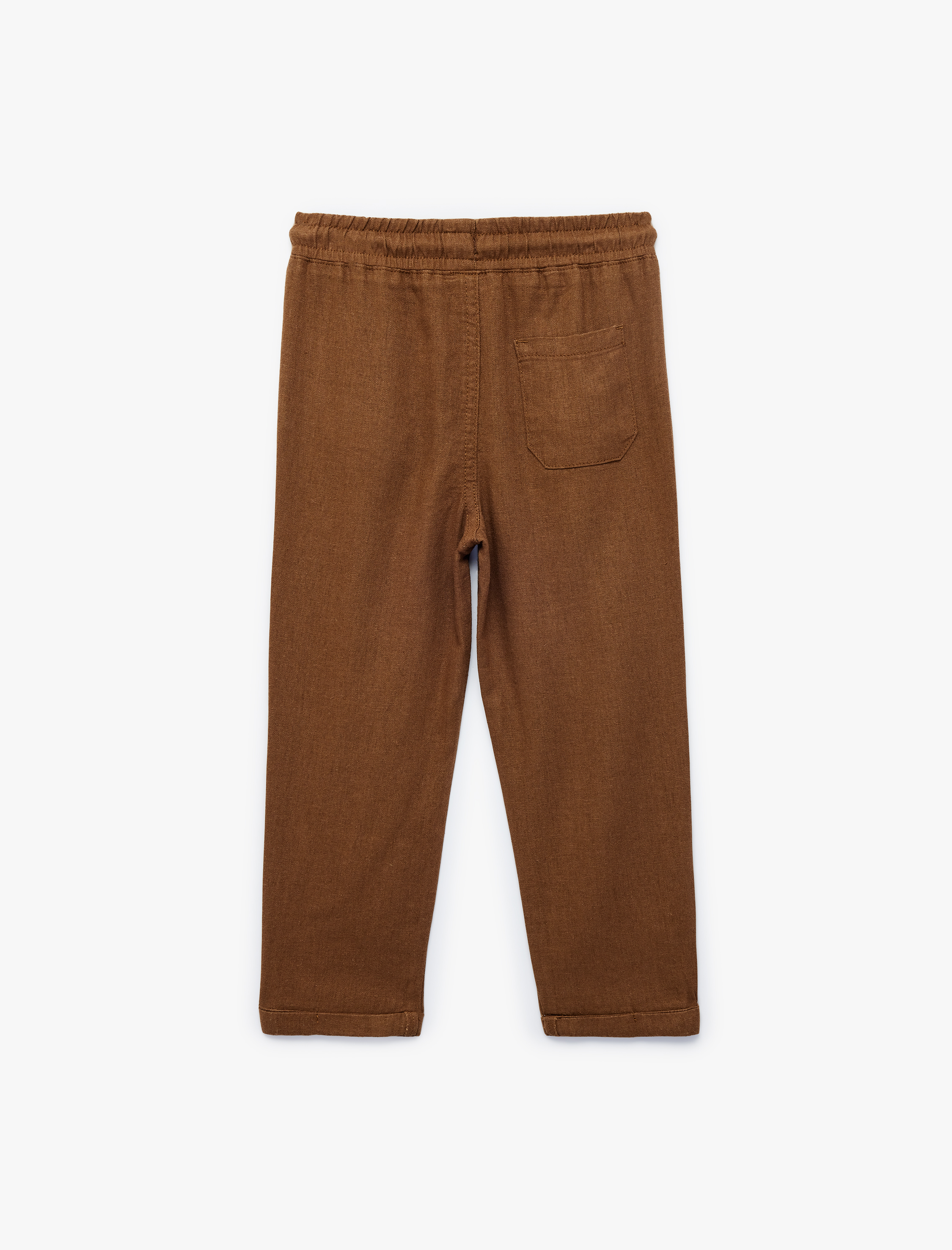  Erkek Bebek Keten ve Viskon Karışımlı Beli Bağlamalı Rahat Kesim Basic Pantolon