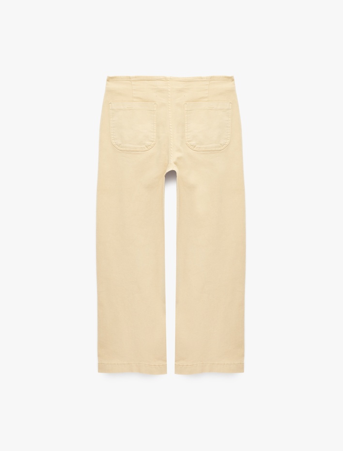  Yüksek Bel Pamuklu Cep Detaylı Geniş Kısa Paça Pantolon - Culotte Jeans