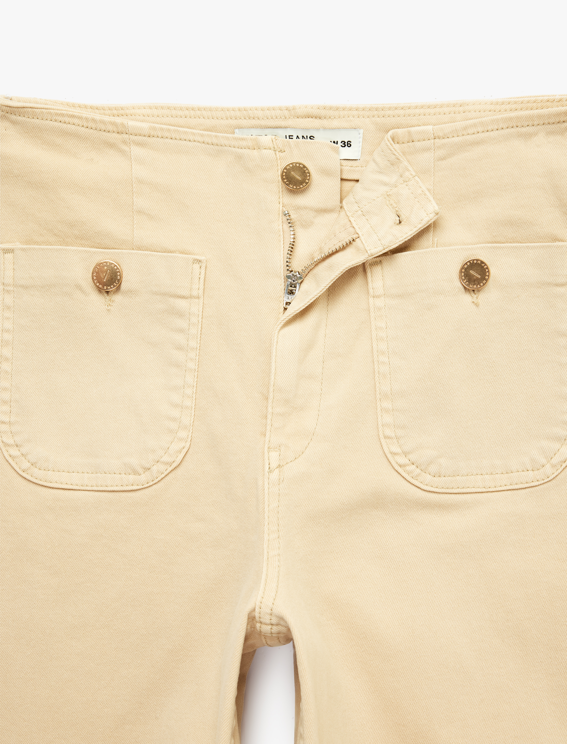   Yüksek Bel Pamuklu Cep Detaylı Geniş Kısa Paça Pantolon - Culotte Jeans