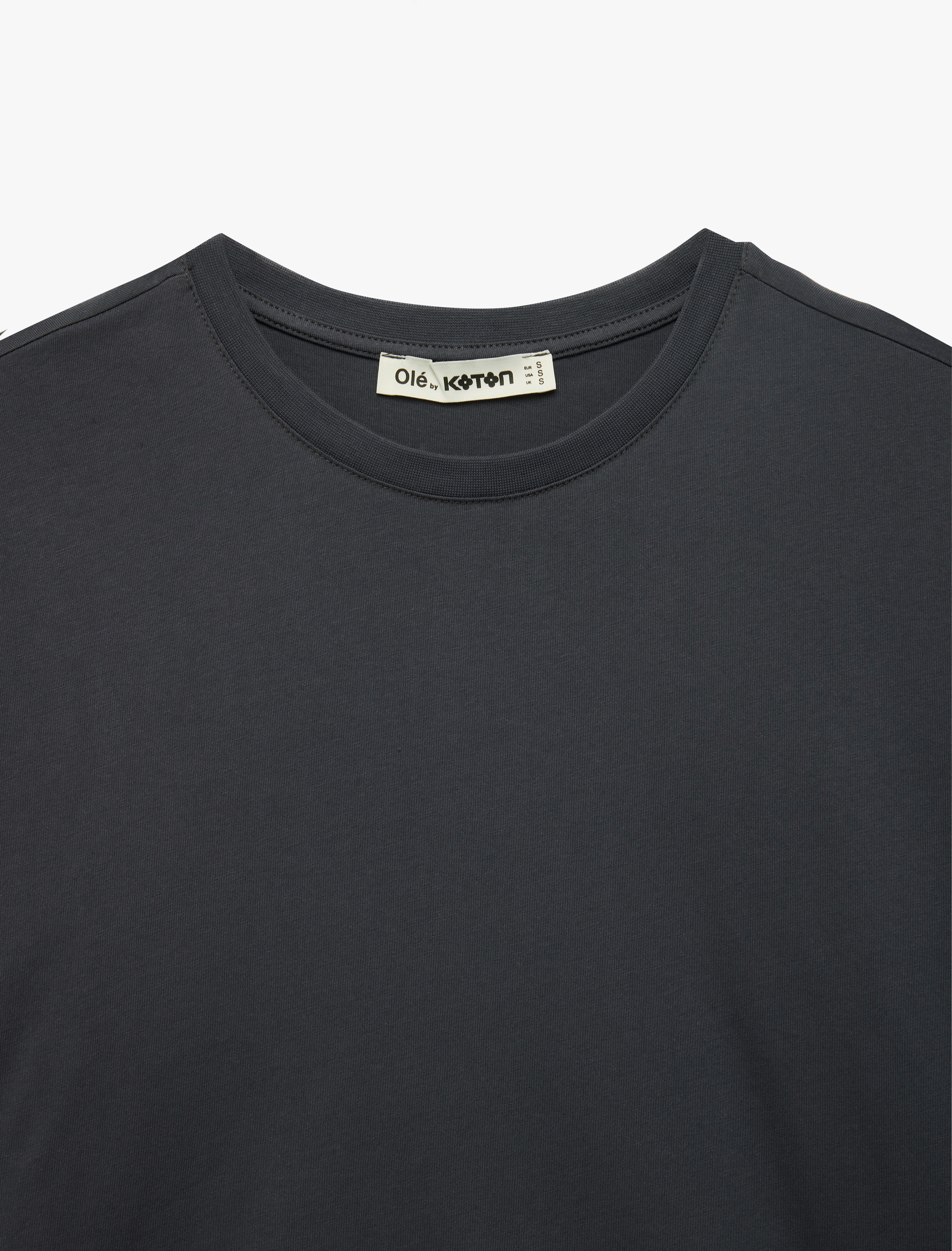   Rahat Kalıp Kısa Kollu Bisiklet Yaka Arkası Baskılı Taş Detaylı Tişört