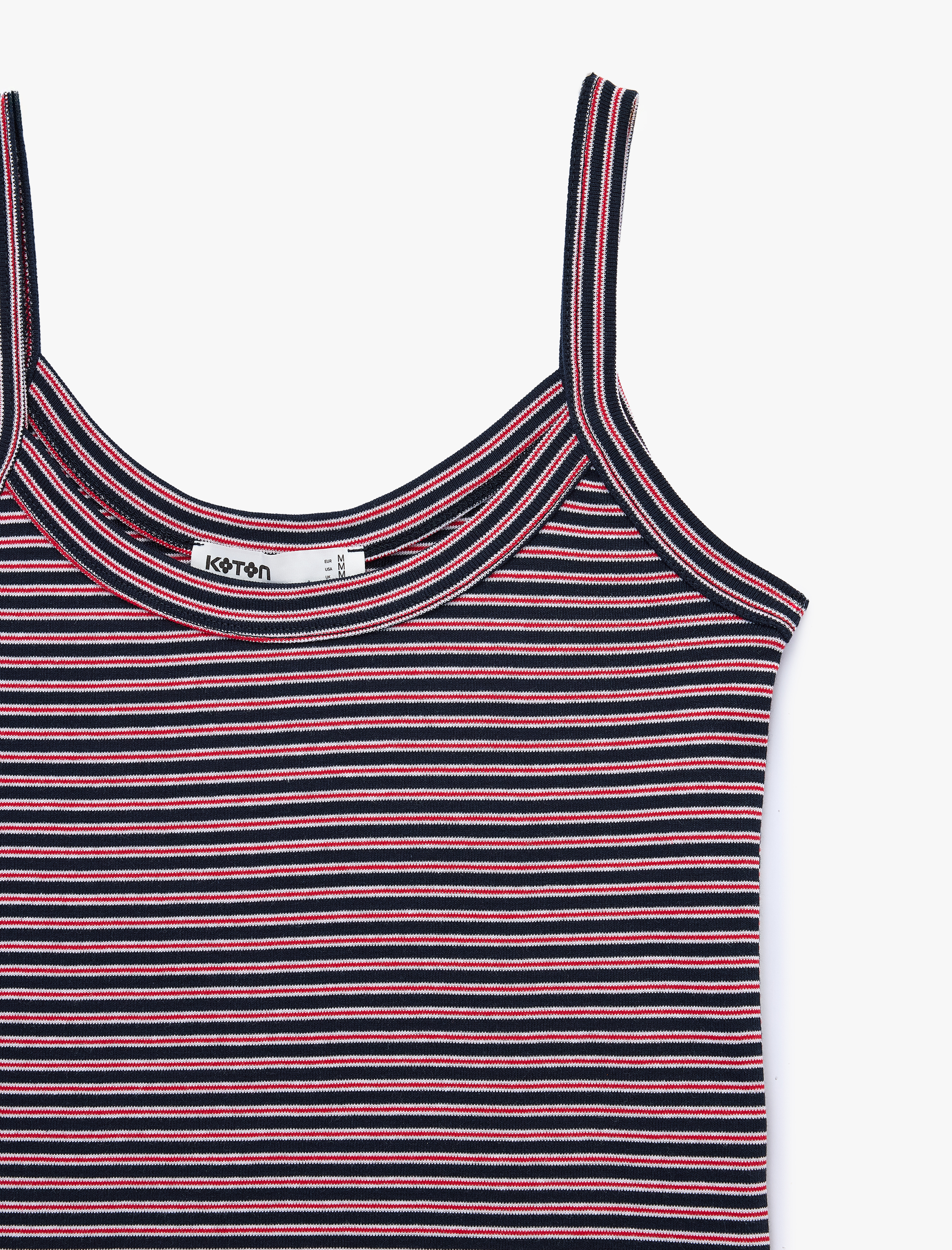   Pamuklu Çizgili İnce Askılı Üst