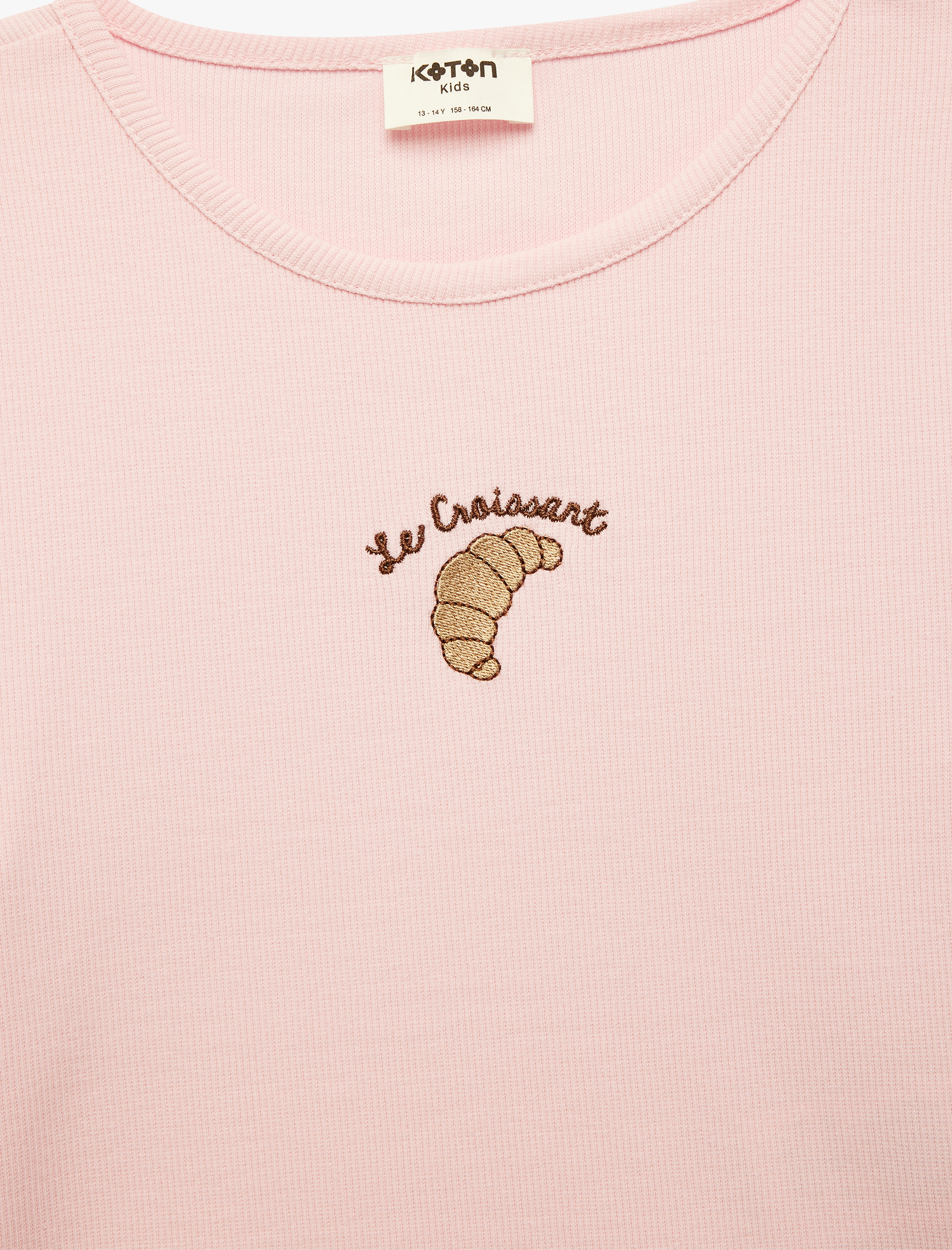  Kız Çocuk Nakış Detaylı Bisiklet Yaka Kısa Kollu Pamuklu Tişört