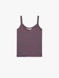 Pamuklu Çizgili İnce Askılı Üst