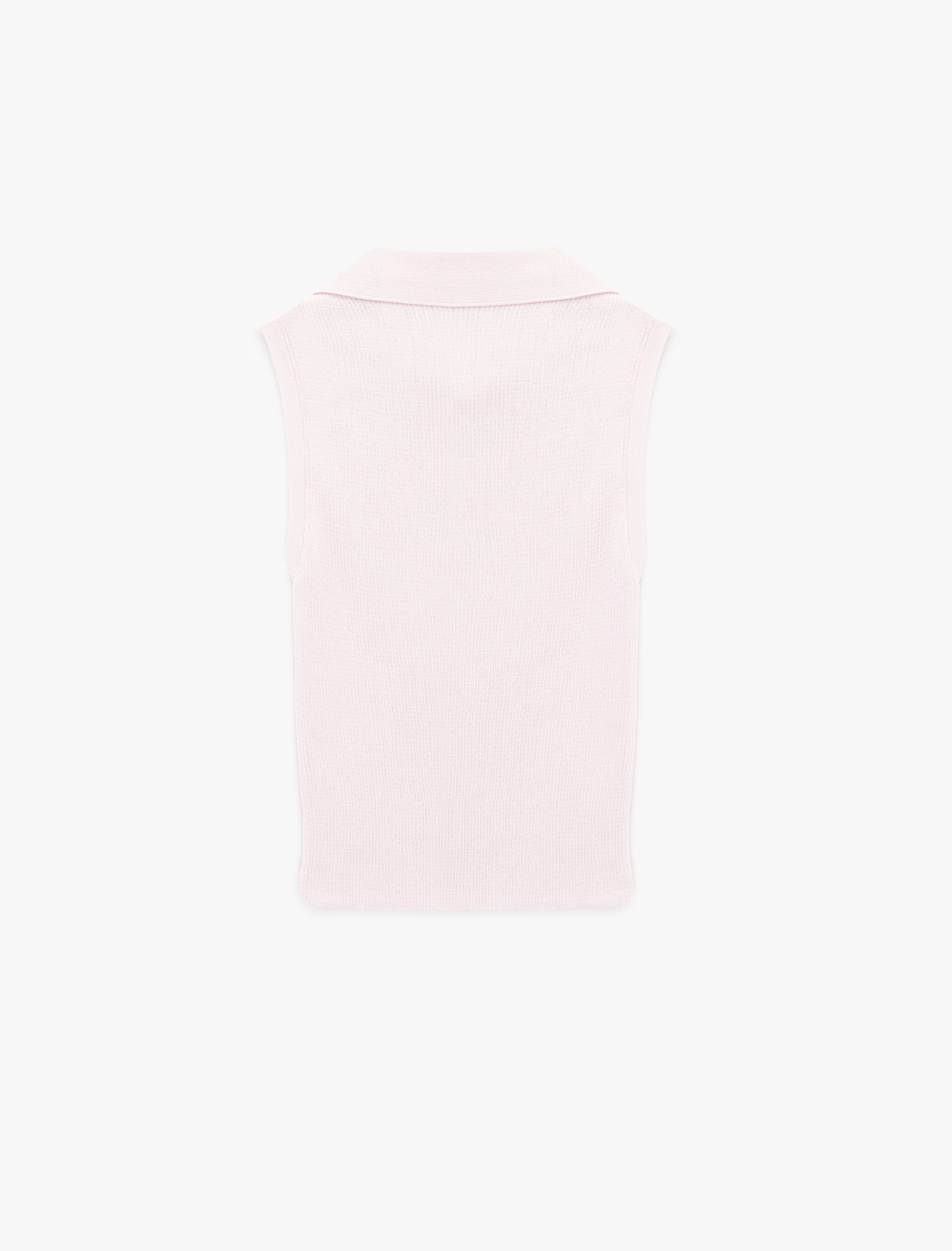   Düğmeli Kolsuz Polo Yaka Triko Bluz