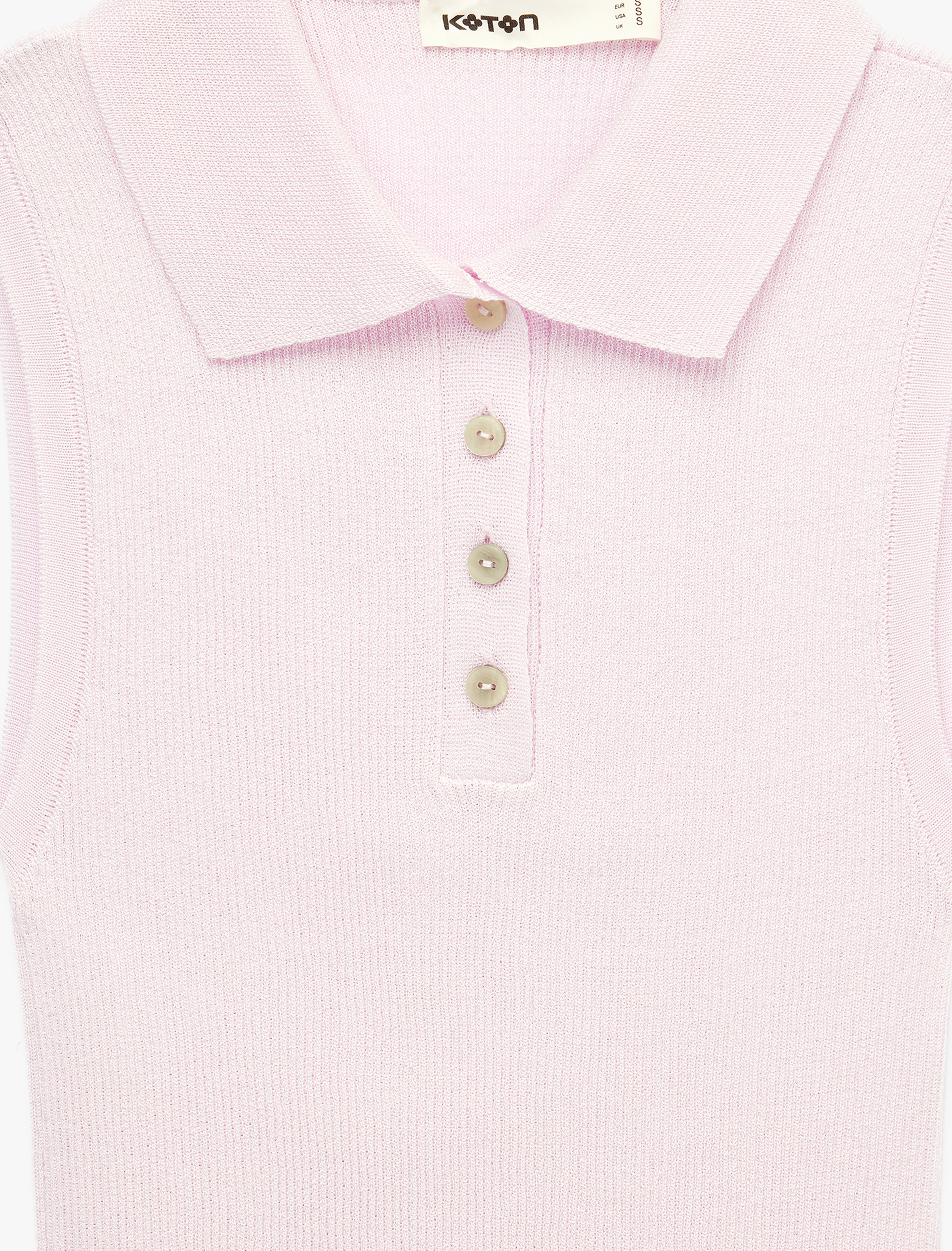   Düğmeli Kolsuz Polo Yaka Triko Bluz