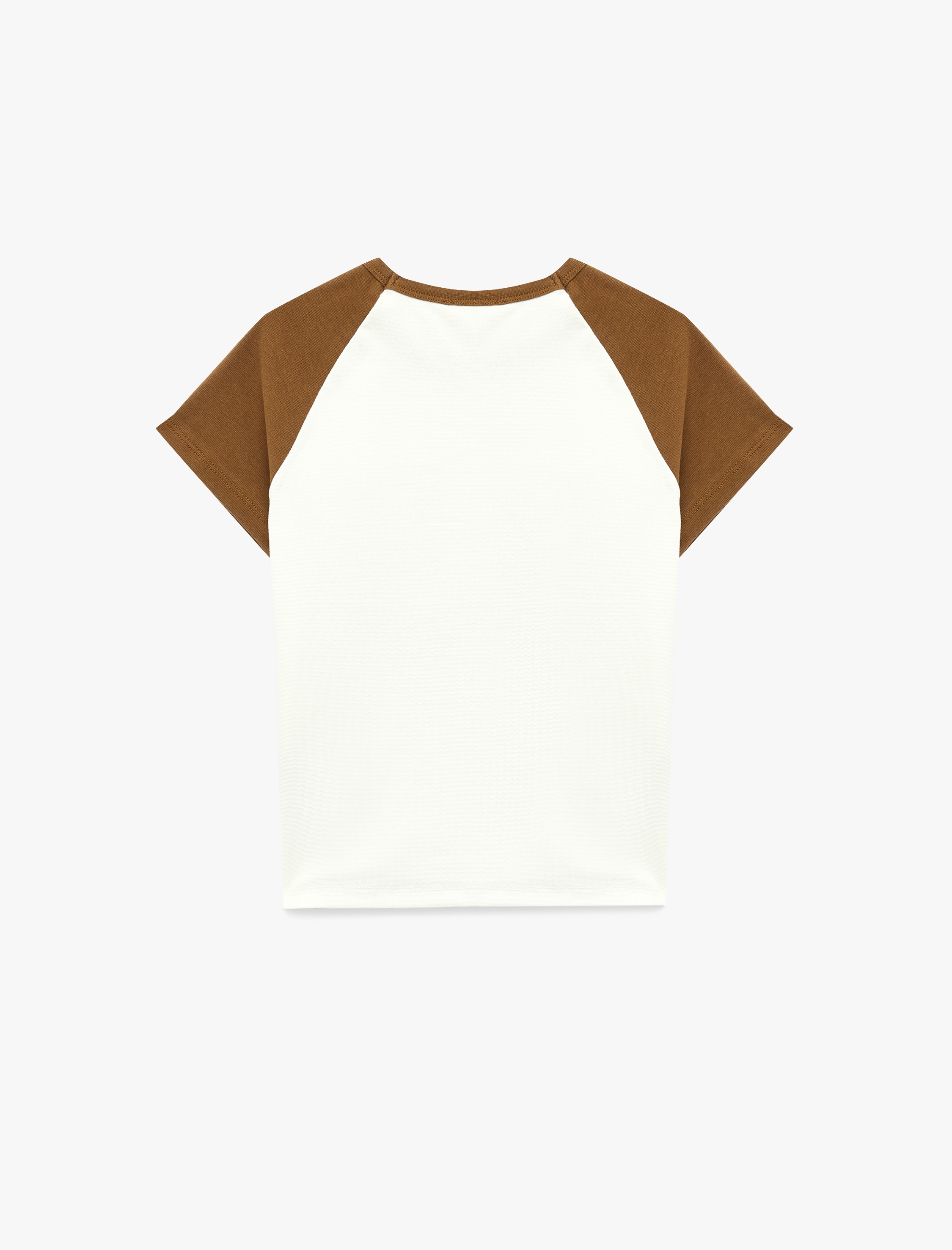   Baskılı Kısa Reglan Kollu Slim Fit Bisiklet Yaka Crop Tişört