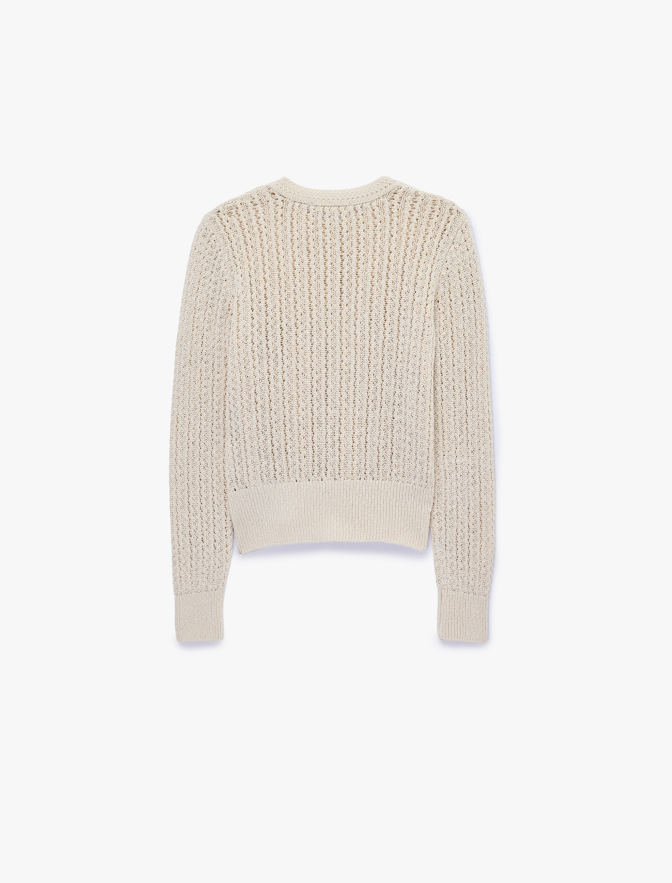   Düğmeli Uzun Kollu Bisiklet Yaka Ajurlu Triko Hırka