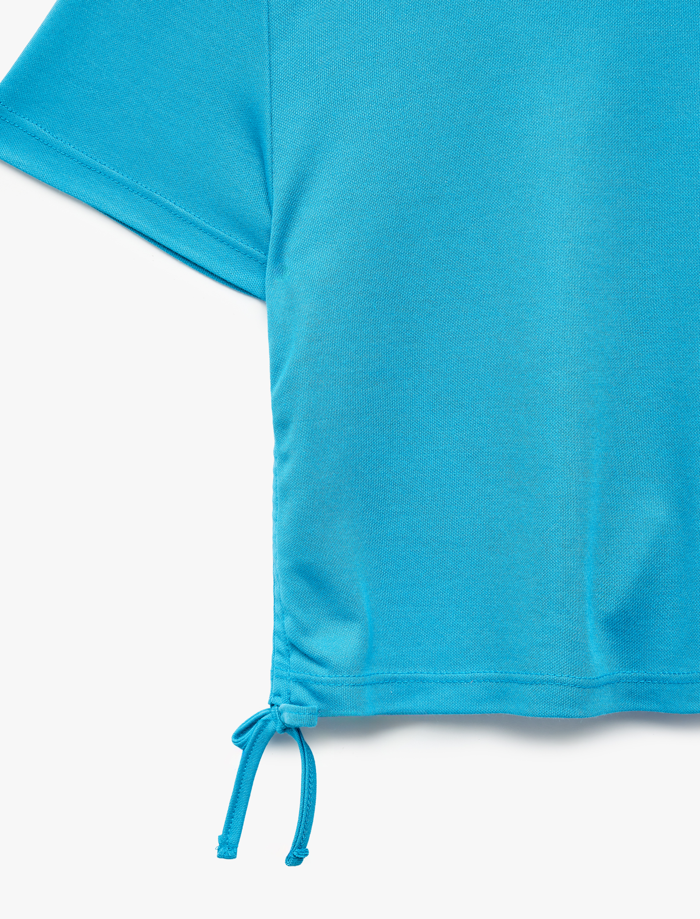  Kız Çocuk Modal Karışımlı Büzgü Detaylı Kısa Kollu Bisiklet Yaka Crop Tişört