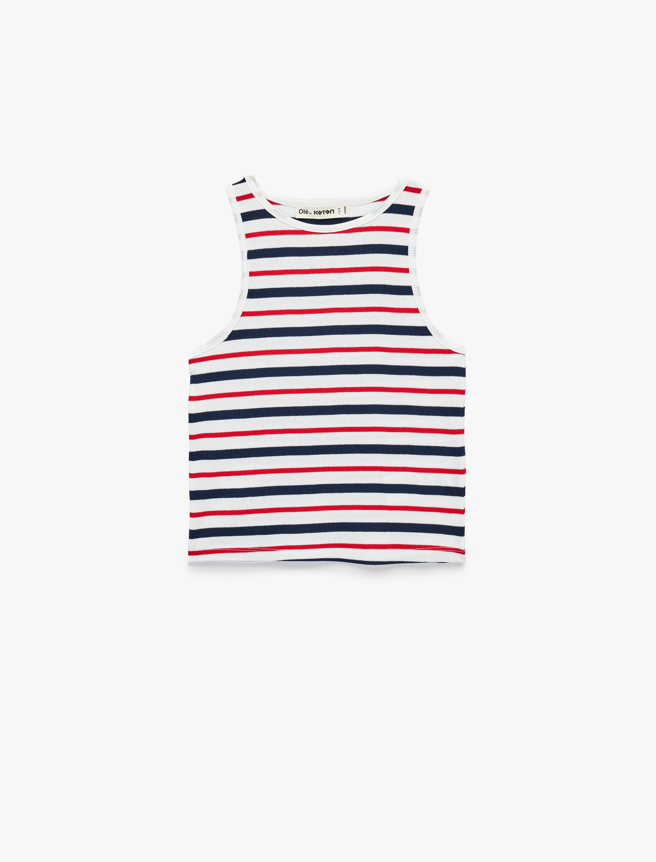   Pamuklu Kolsuz Bisiklet Yaka Çizgili Atlet